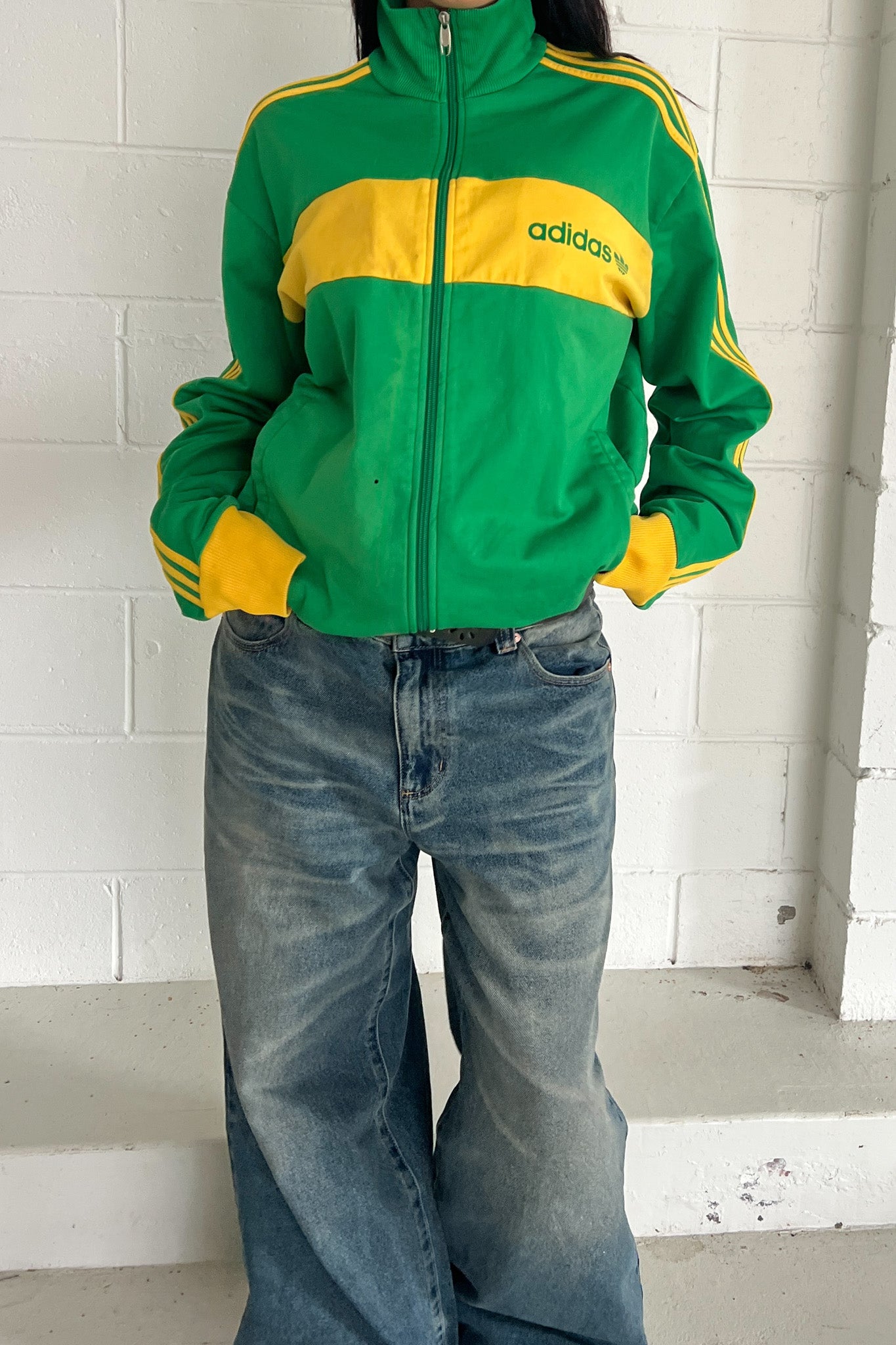 ADIDAS green & yellow track jacket