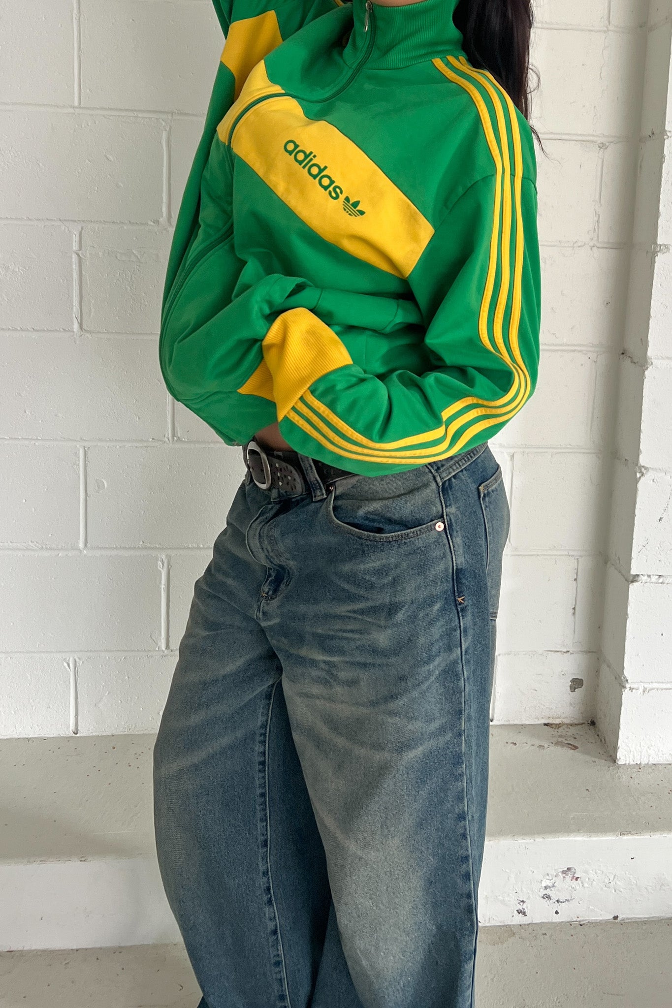 ADIDAS green & yellow track jacket