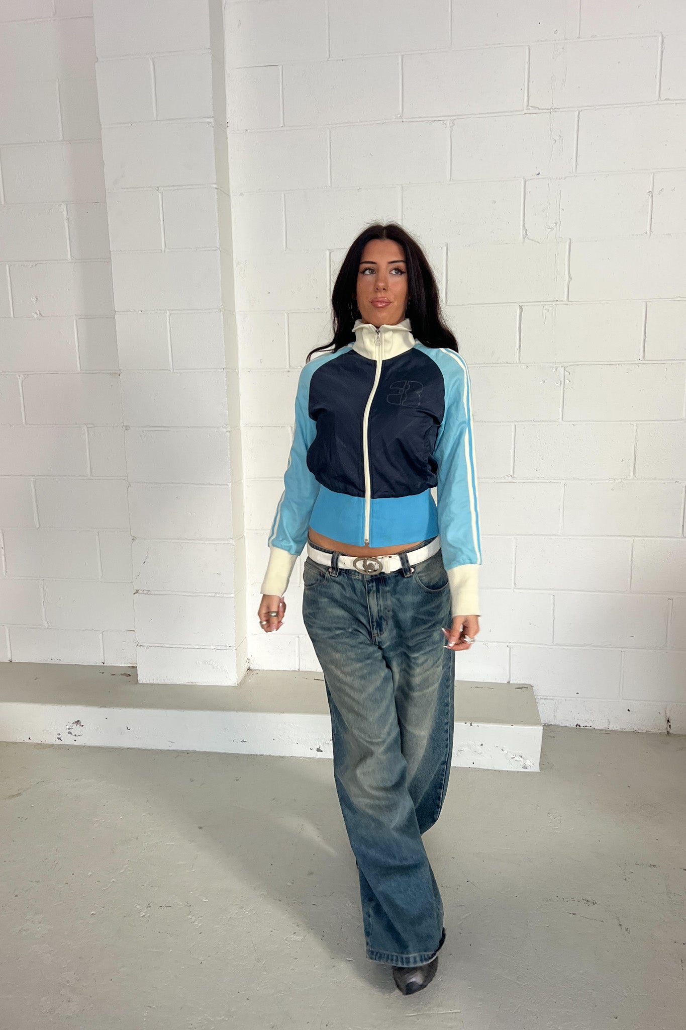 ADIDAS baby-blue & navy trackjacket