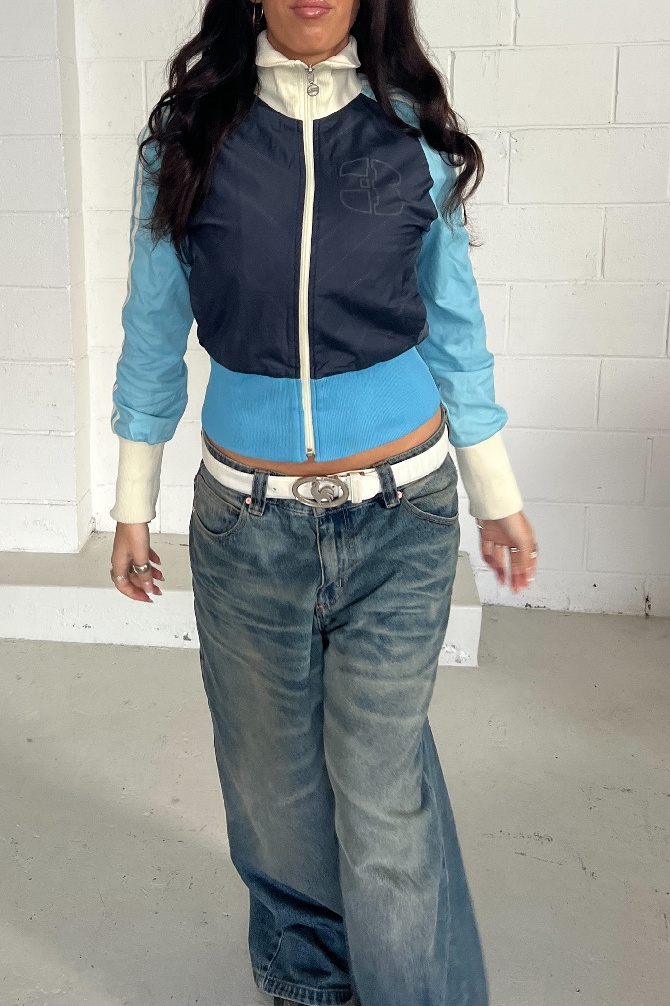 ADIDAS baby-blue & navy trackjacket