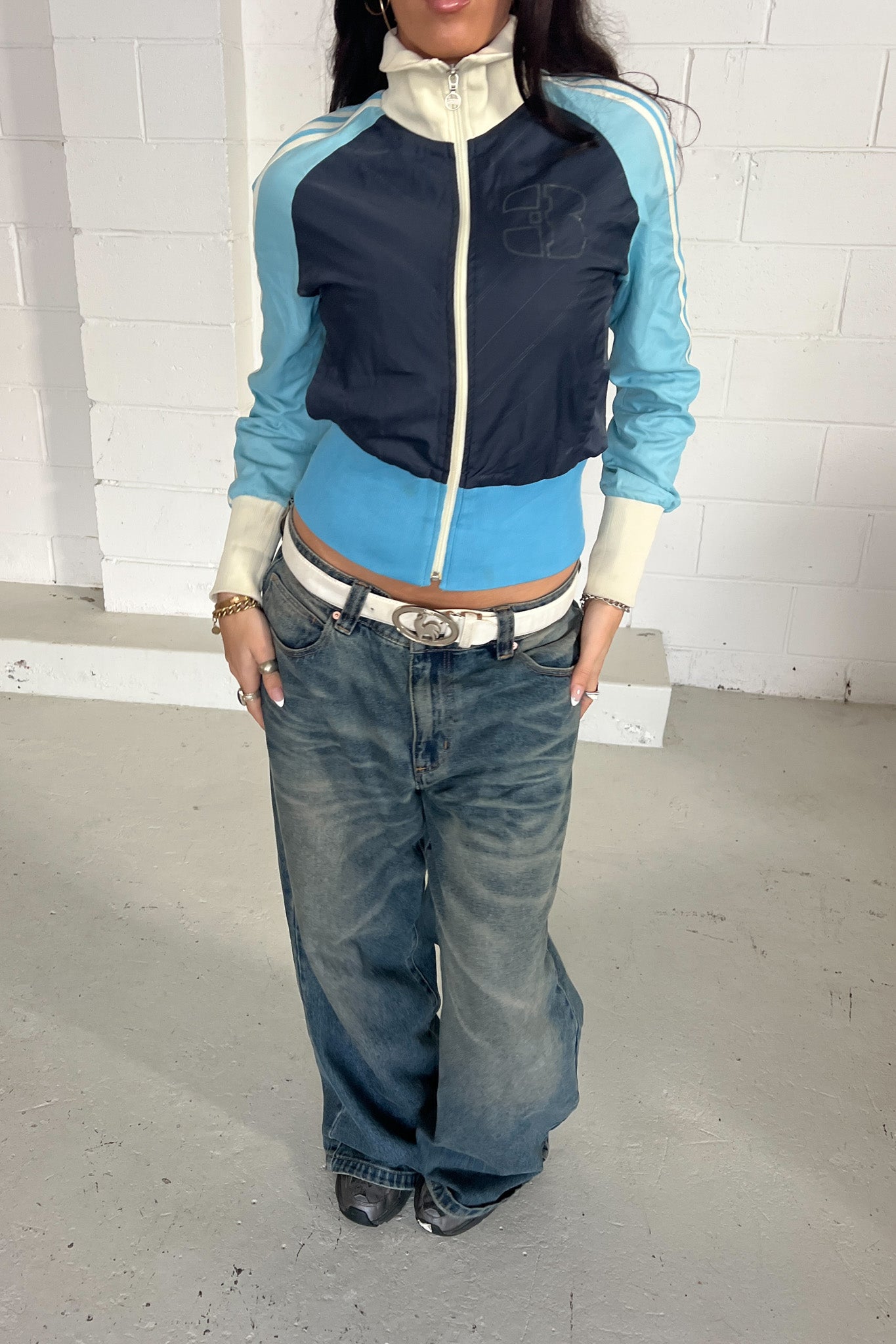 ADIDAS baby-blue & navy trackjacket