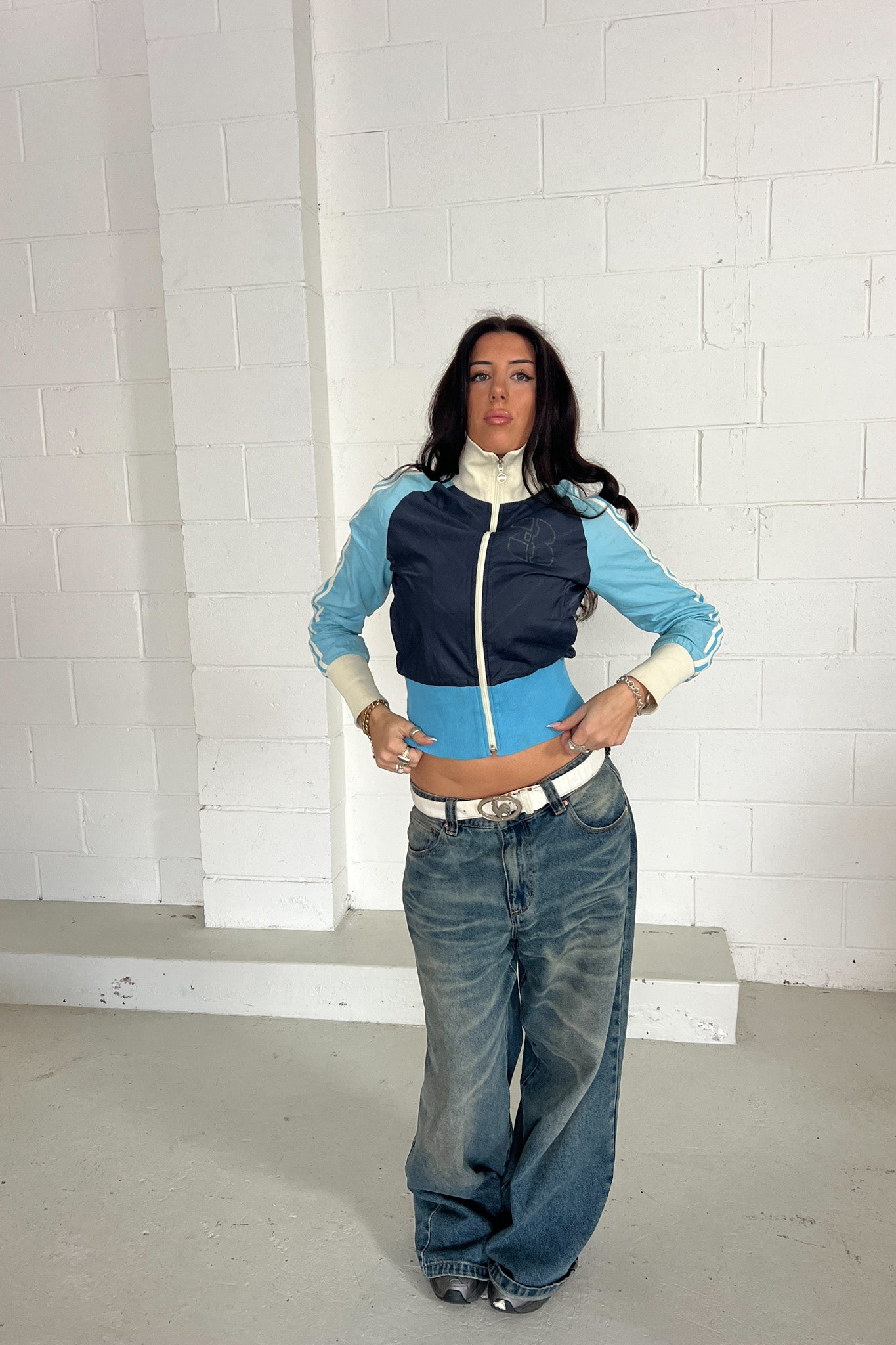 ADIDAS baby-blue & navy trackjacket