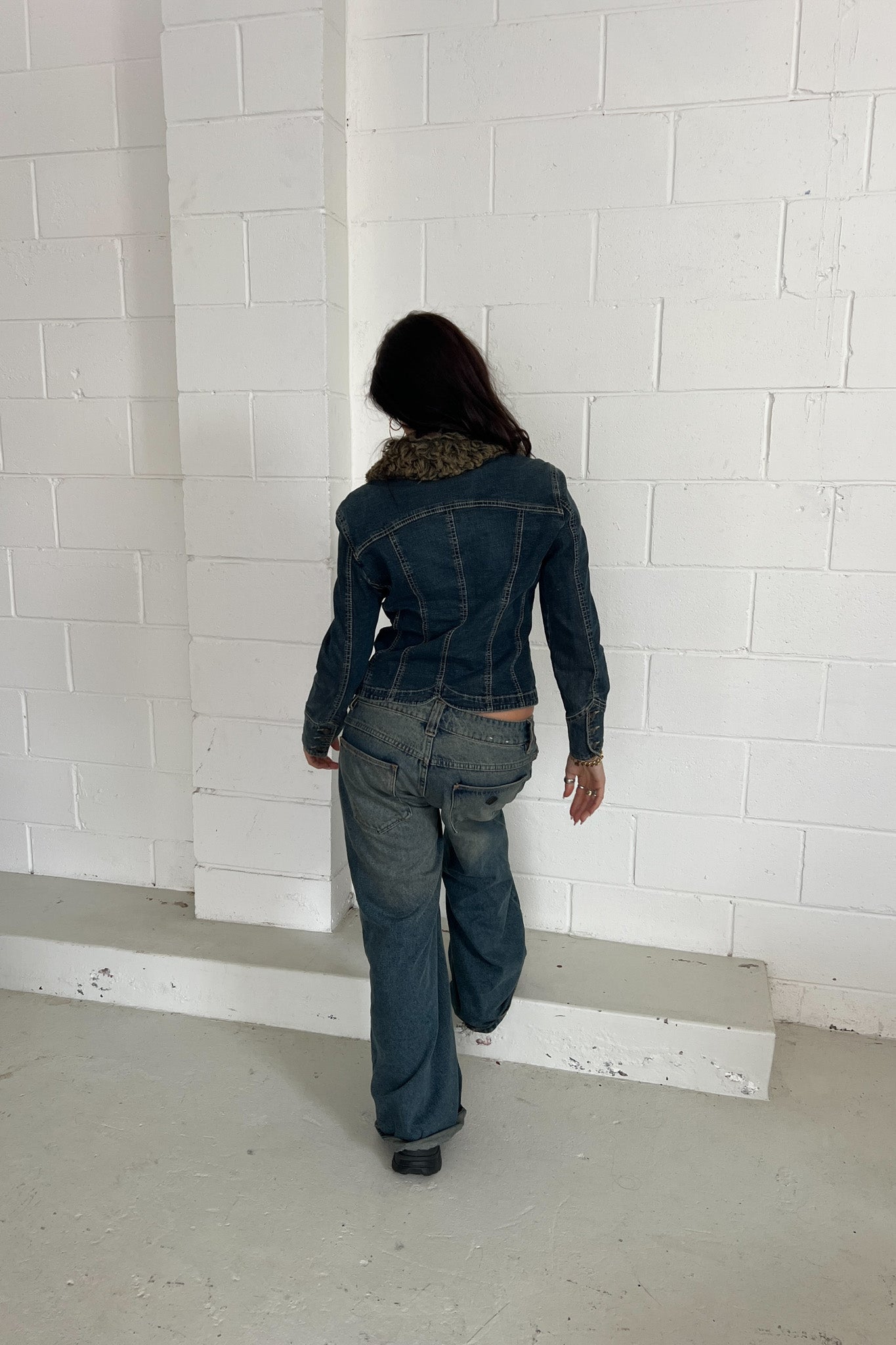 Vintage Fur trim denim jacket