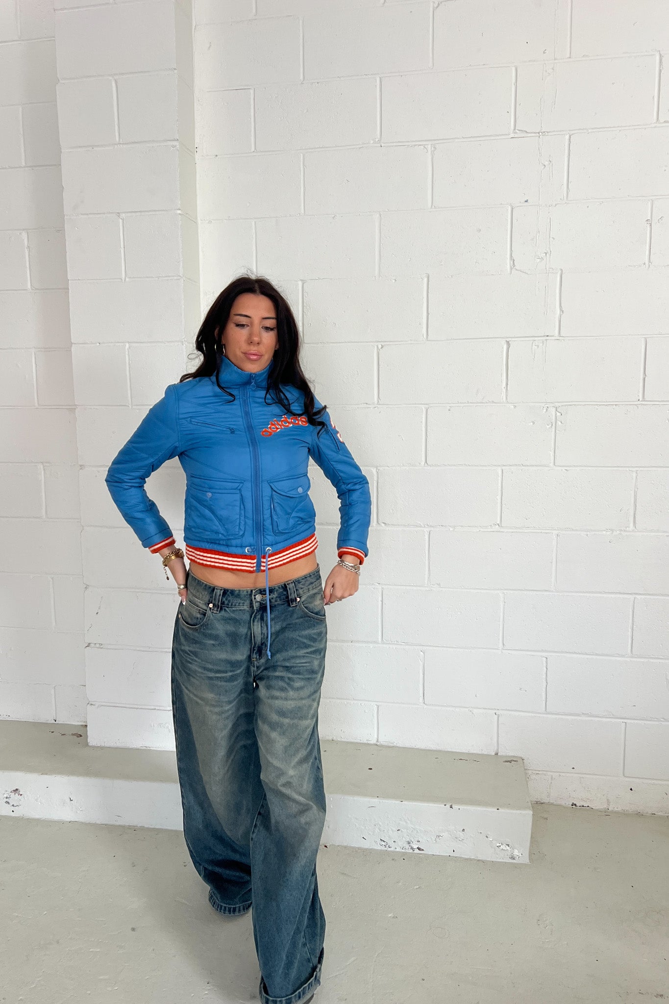 ADIDAS blue + orange puffer jacket