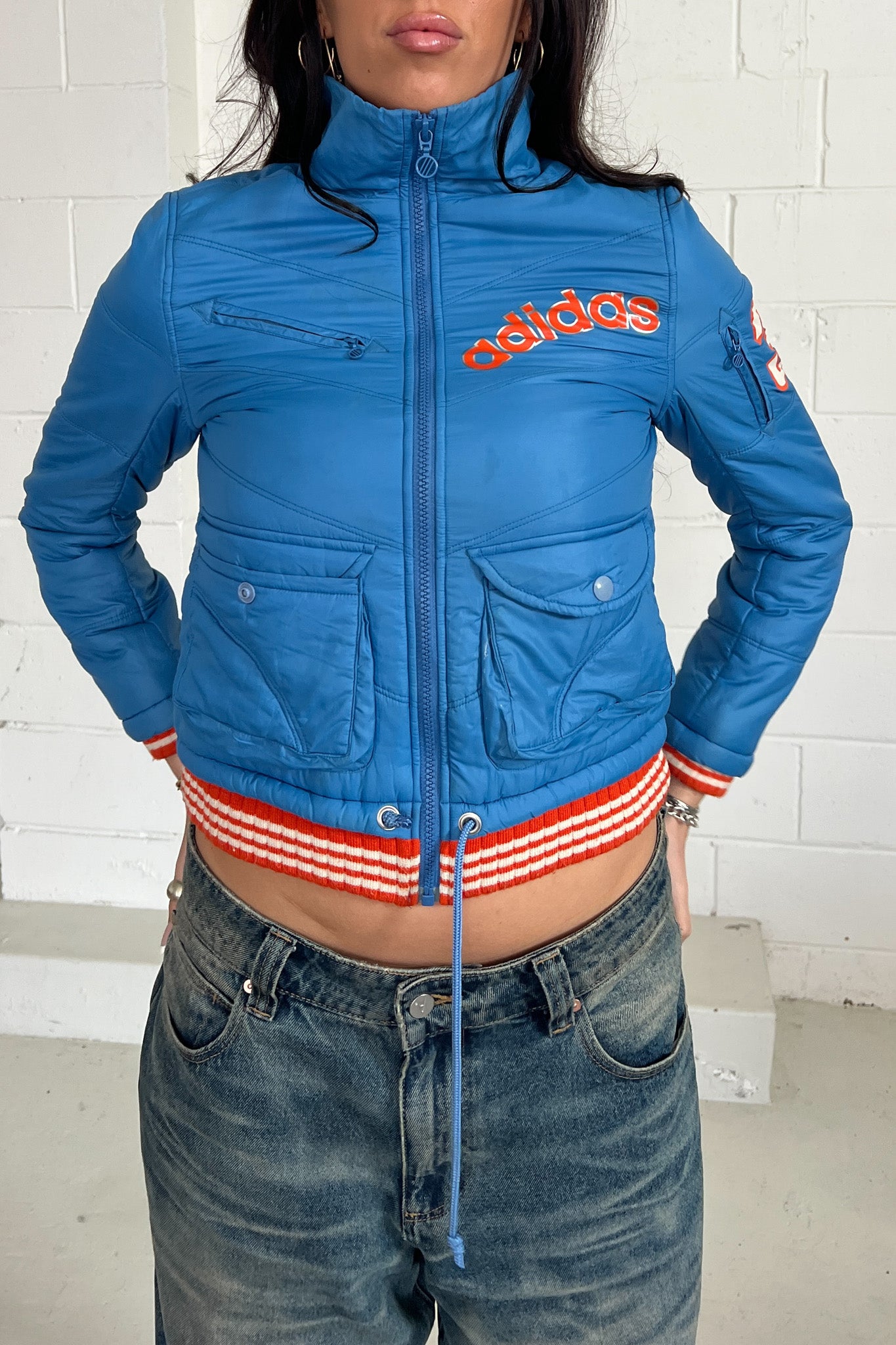ADIDAS blue + orange puffer jacket