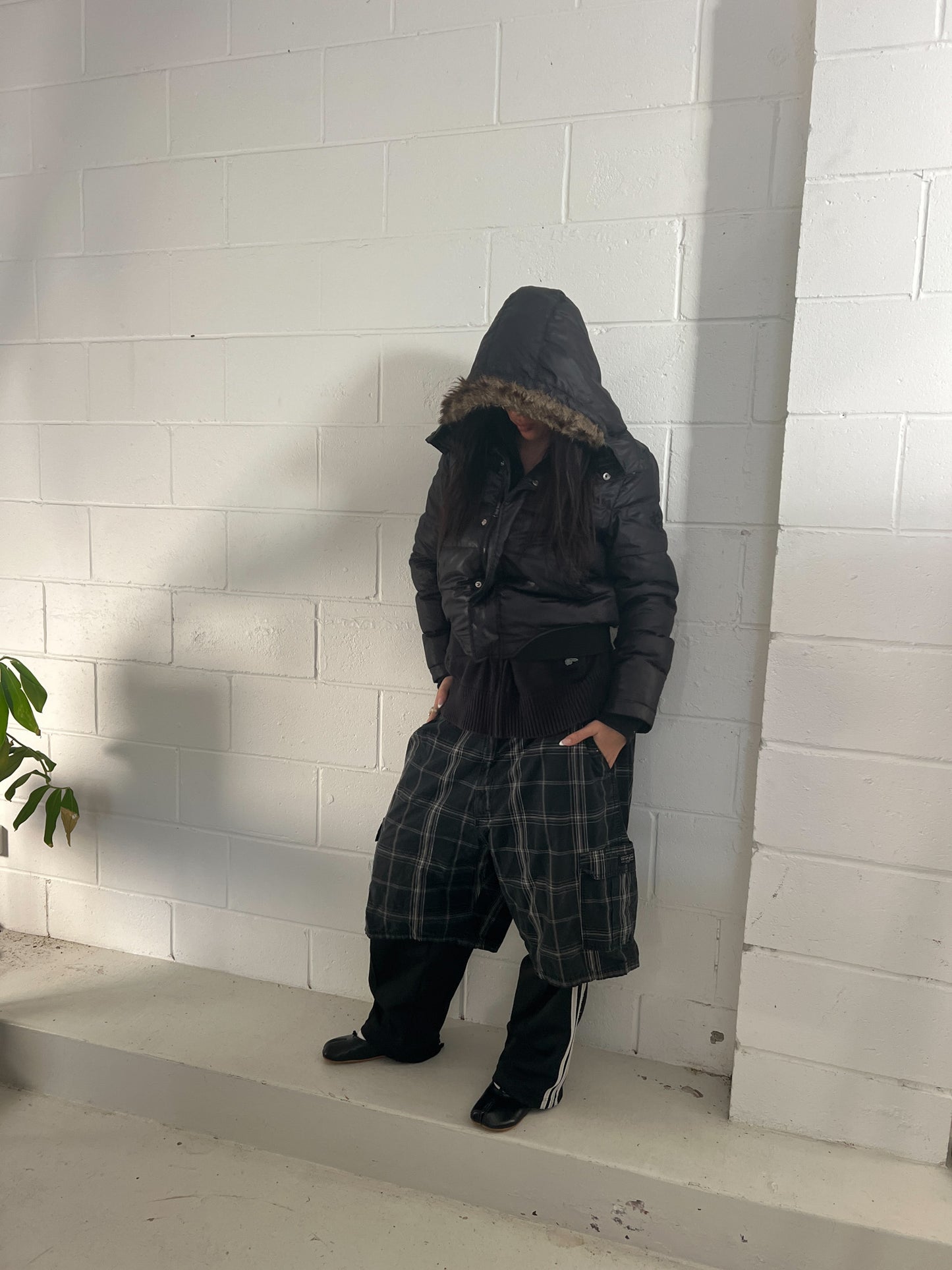 DIESEL vintage black puffer jacket - Fur trimming