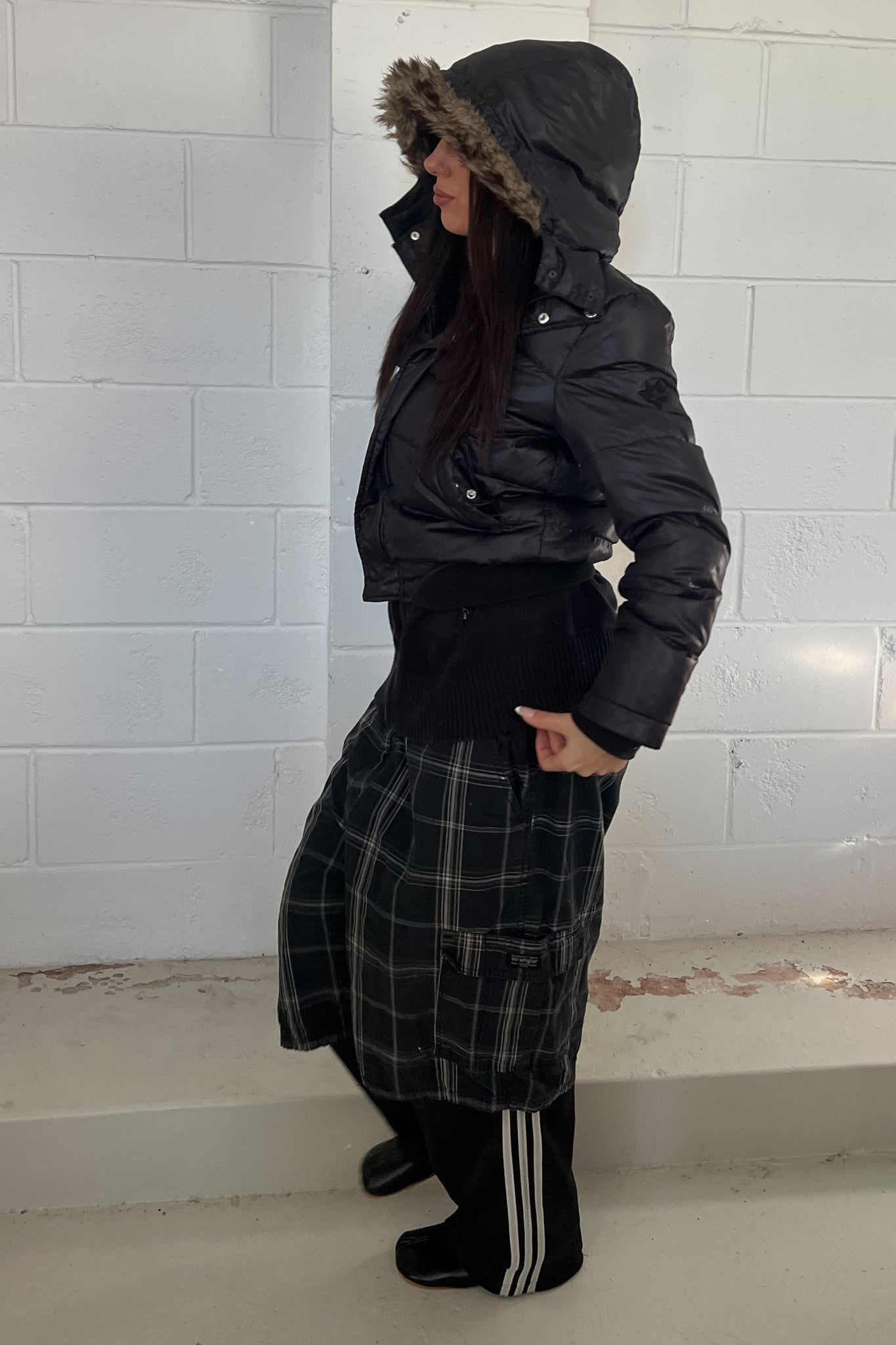 DIESEL vintage black puffer jacket - Fur trimming