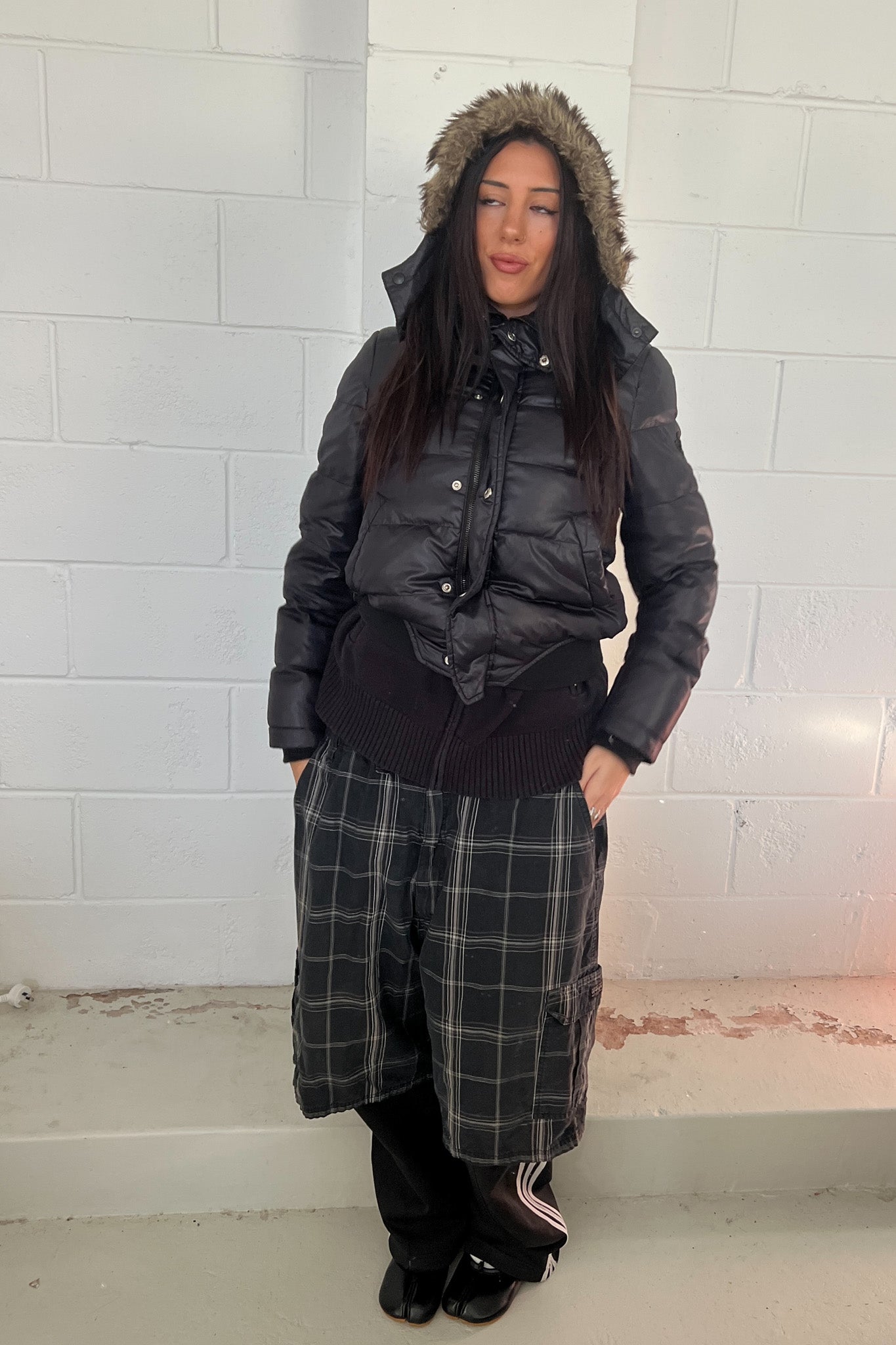 DIESEL vintage black puffer jacket - Fur trimming