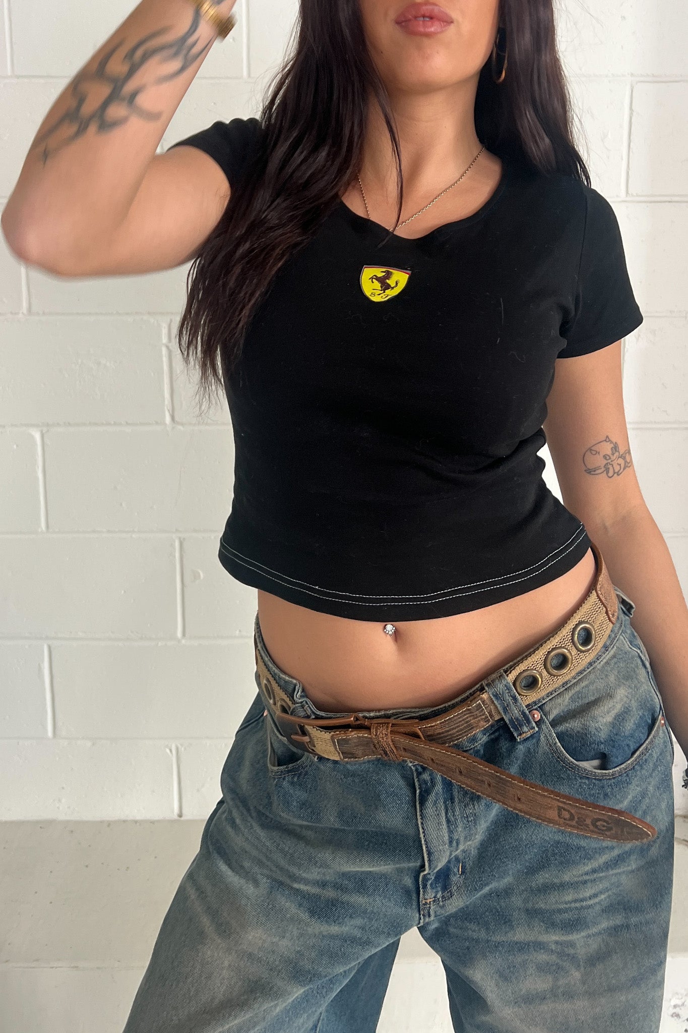 FERRARI Bootleg vintage Black baby tee