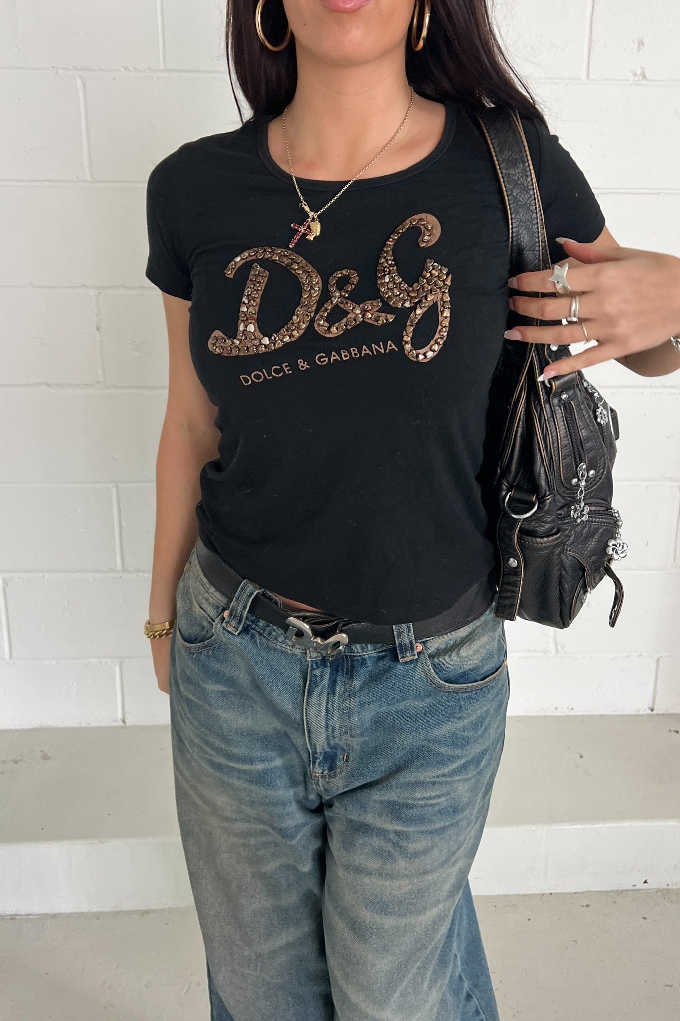 DOLCE & GABBANA black + brown hearts ★ Size large