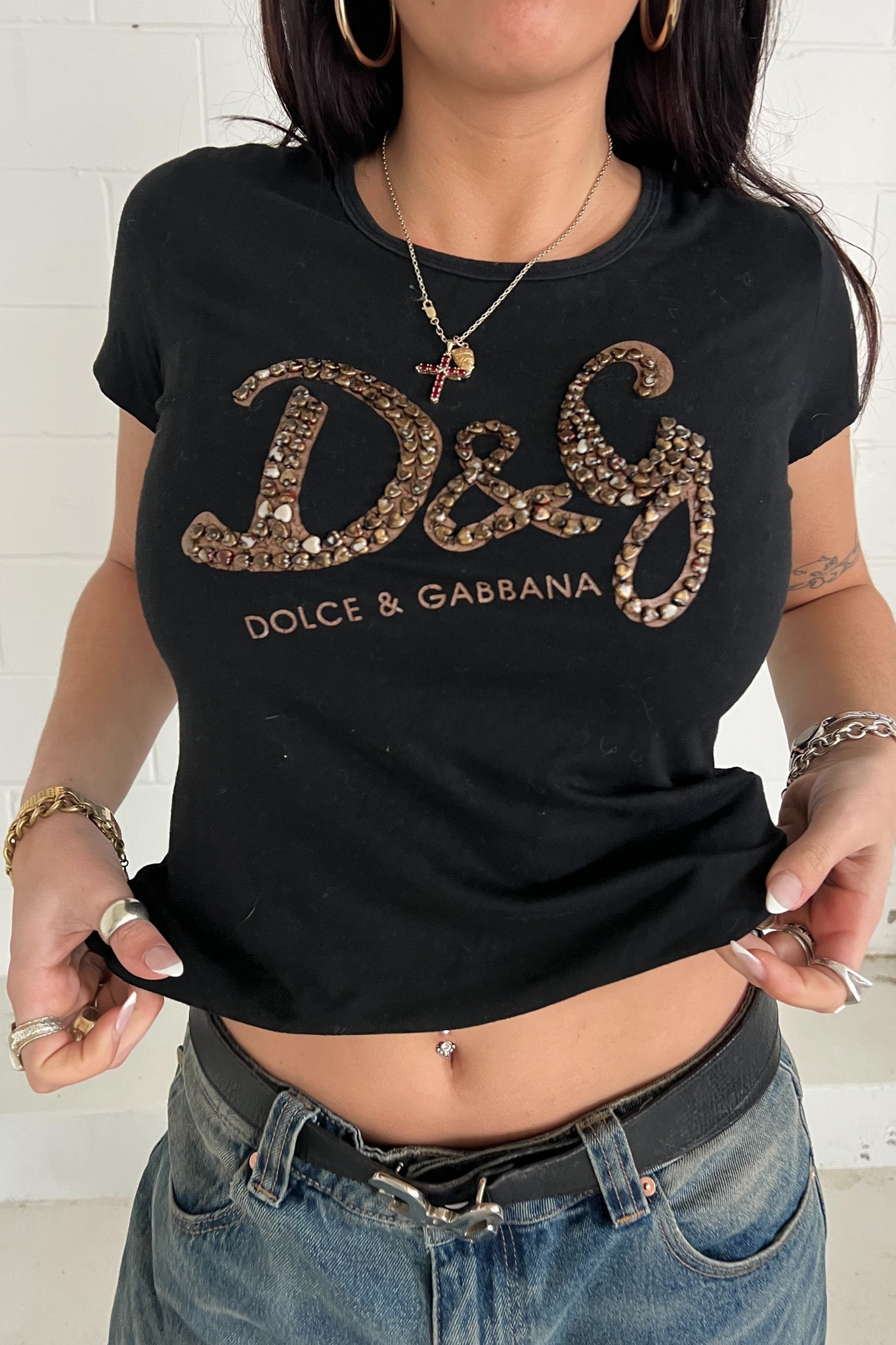 DOLCE & GABBANA black + brown hearts ★ Size large