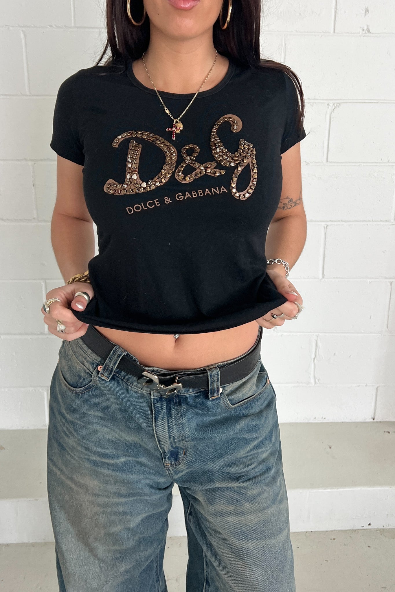 DOLCE & GABBANA black + brown hearts ★ Size large