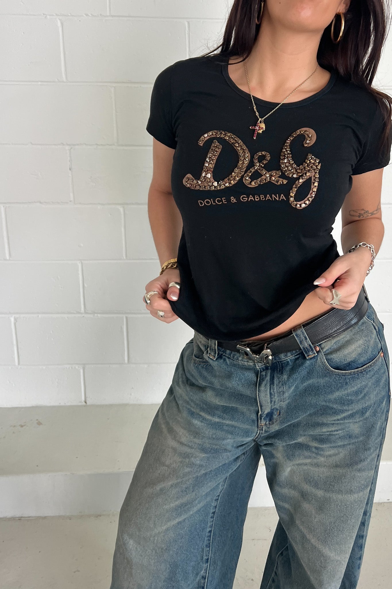 DOLCE & GABBANA black + brown hearts ★ Size large