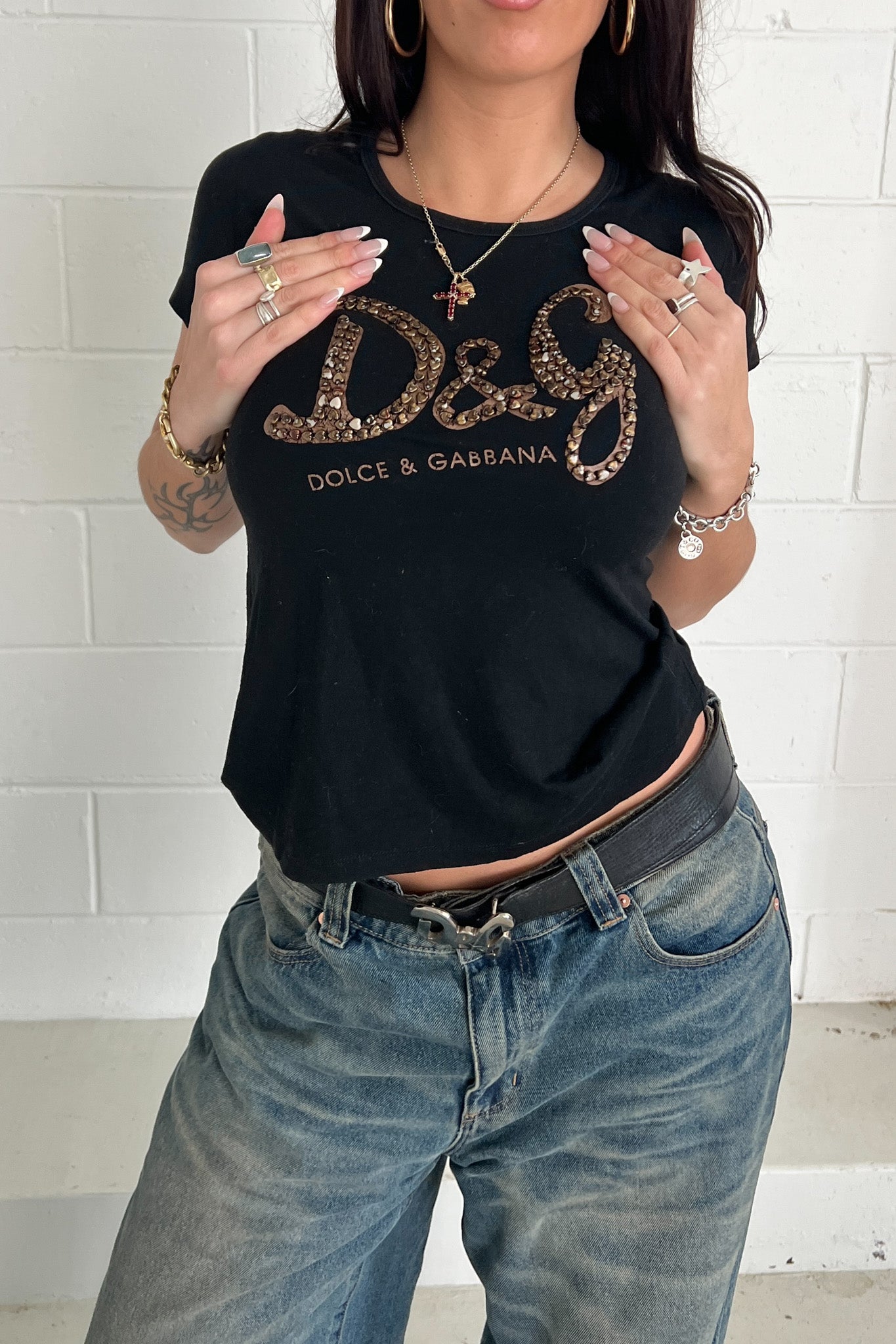 DOLCE & GABBANA black + brown hearts ★ Size large