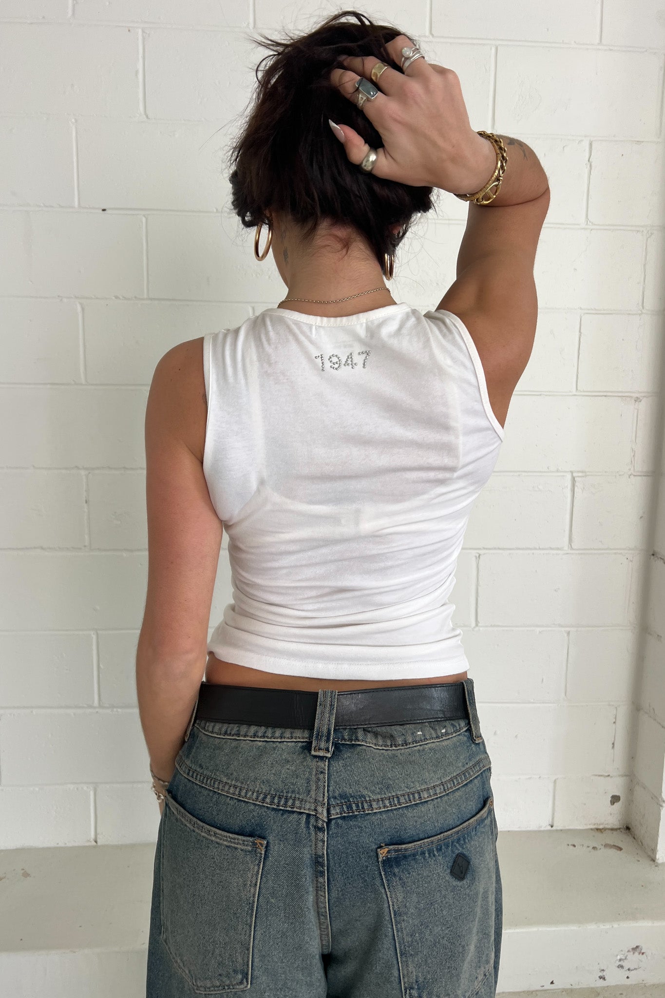 J'ADORE DIOR white embellished crop