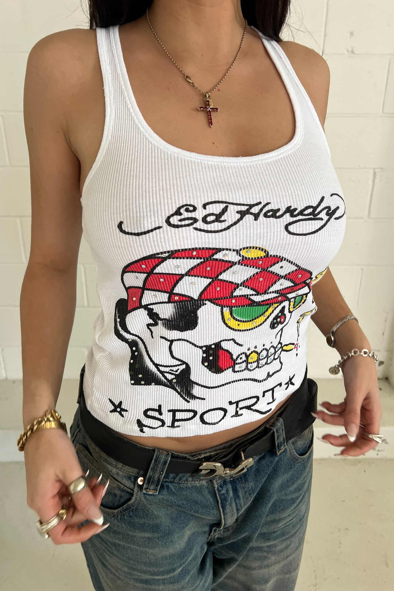 ED HARDY embellished tank