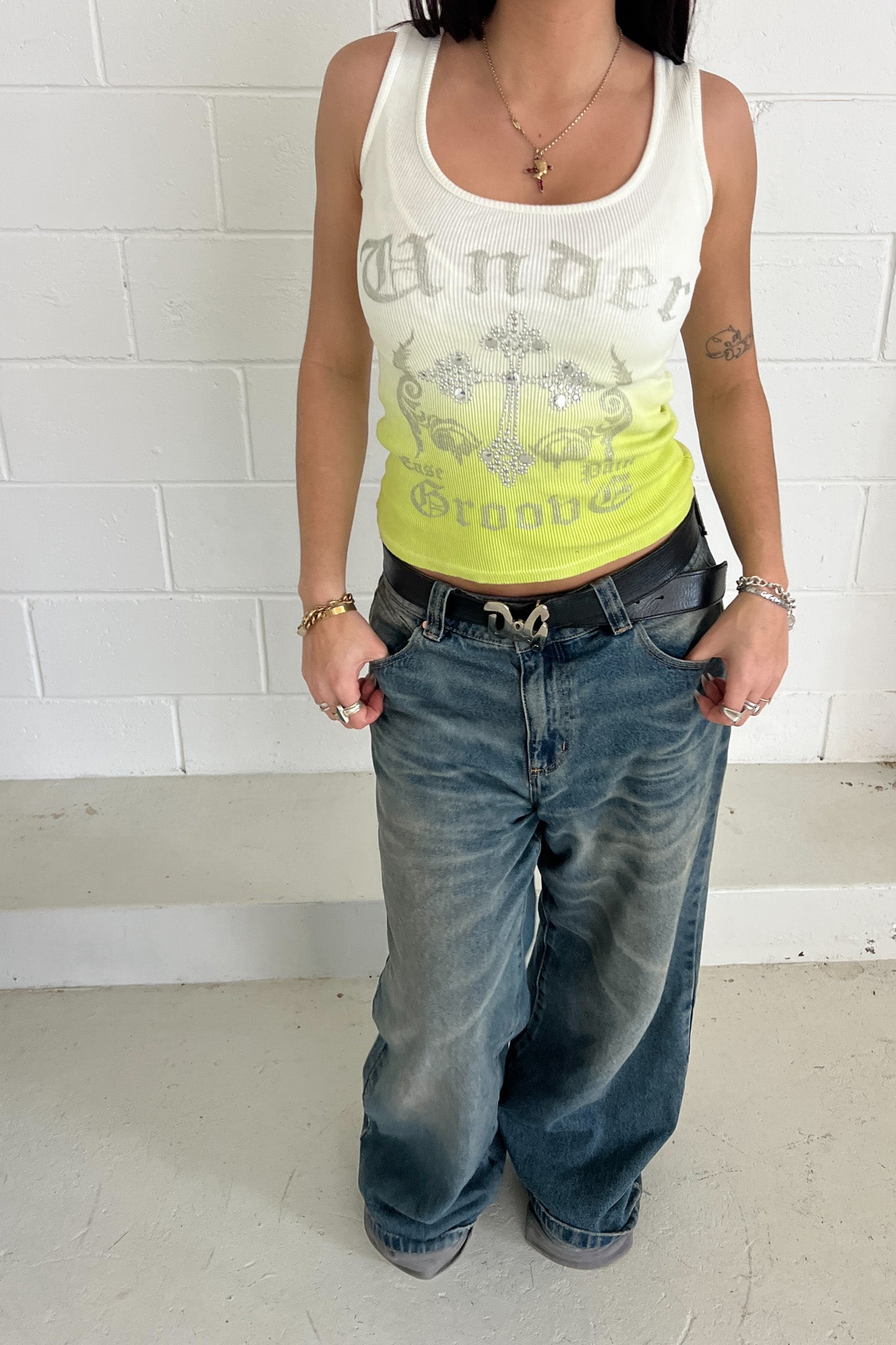 Embellished lime tank ★ Estimated size 8