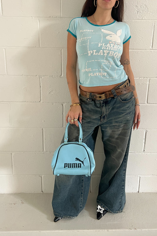 PUMA baby blue + black bowling bag ★