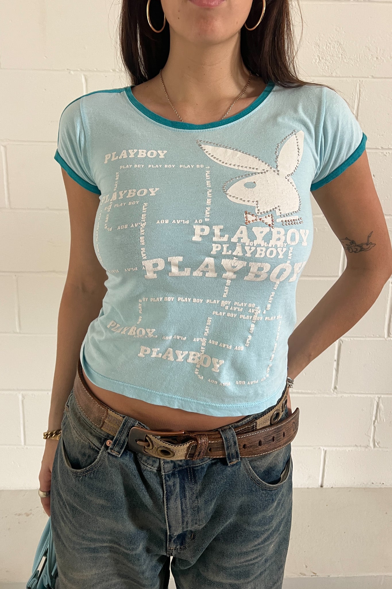 PLAYBOY baby blue embellished tank ★ Size estimated medium