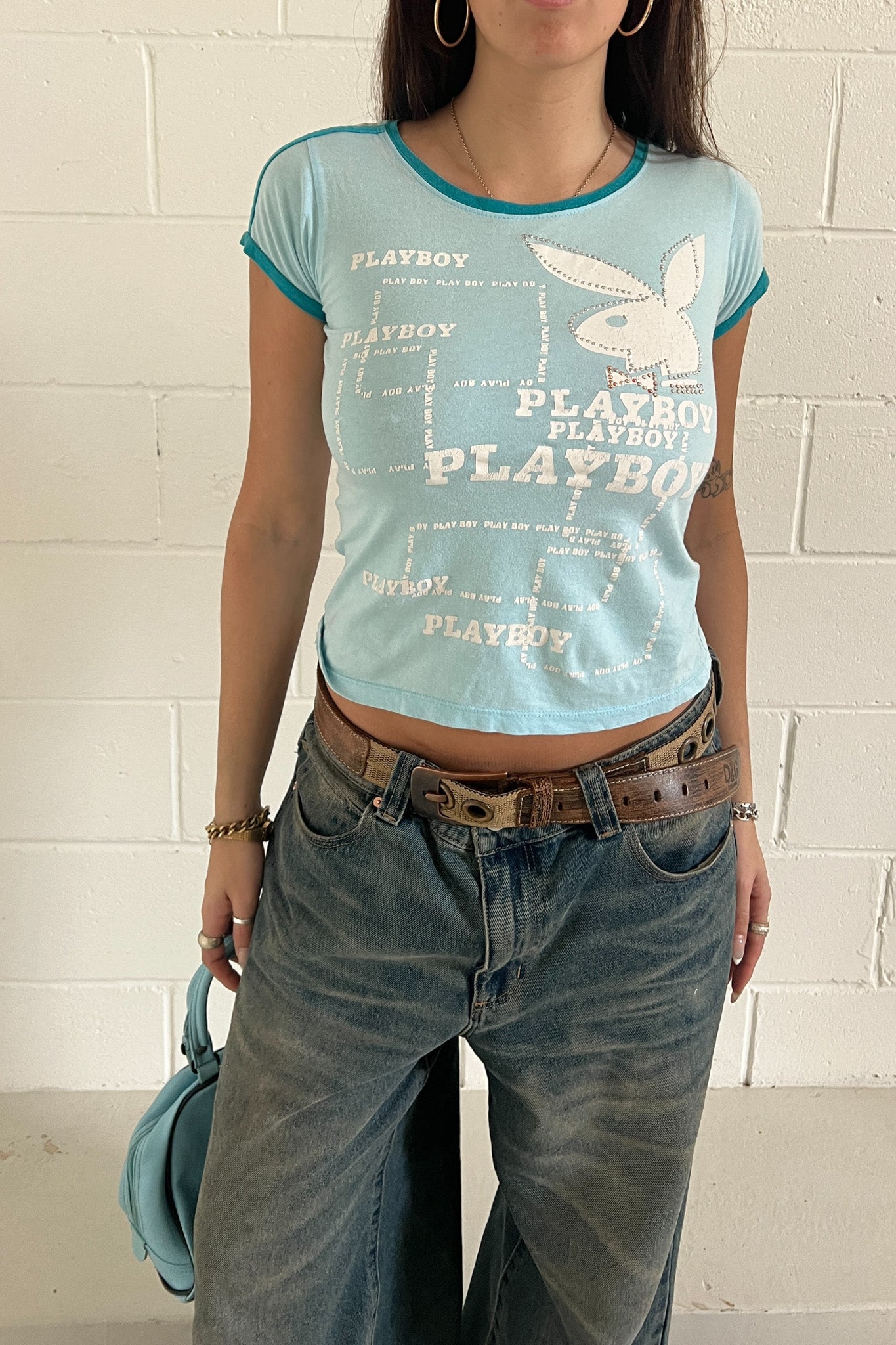 PLAYBOY baby blue embellished tank ★ Size estimated medium