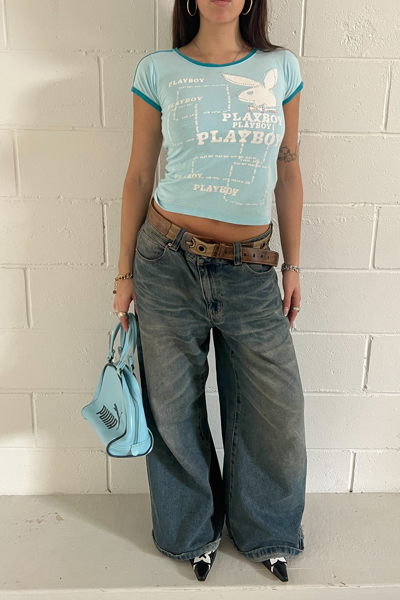 PLAYBOY baby blue embellished tank ★ Size estimated medium