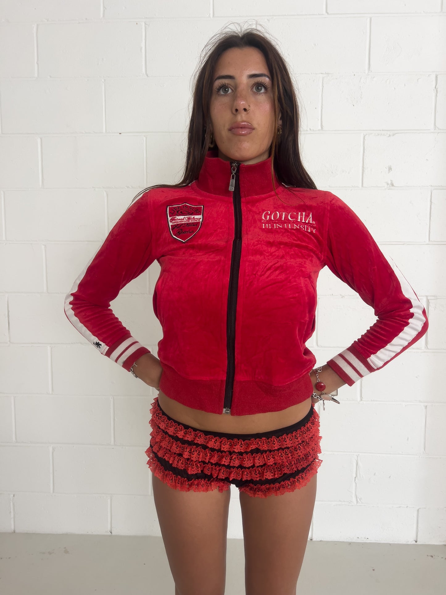 GOTCHA red velvet trackjacket ★ Size estimated XS