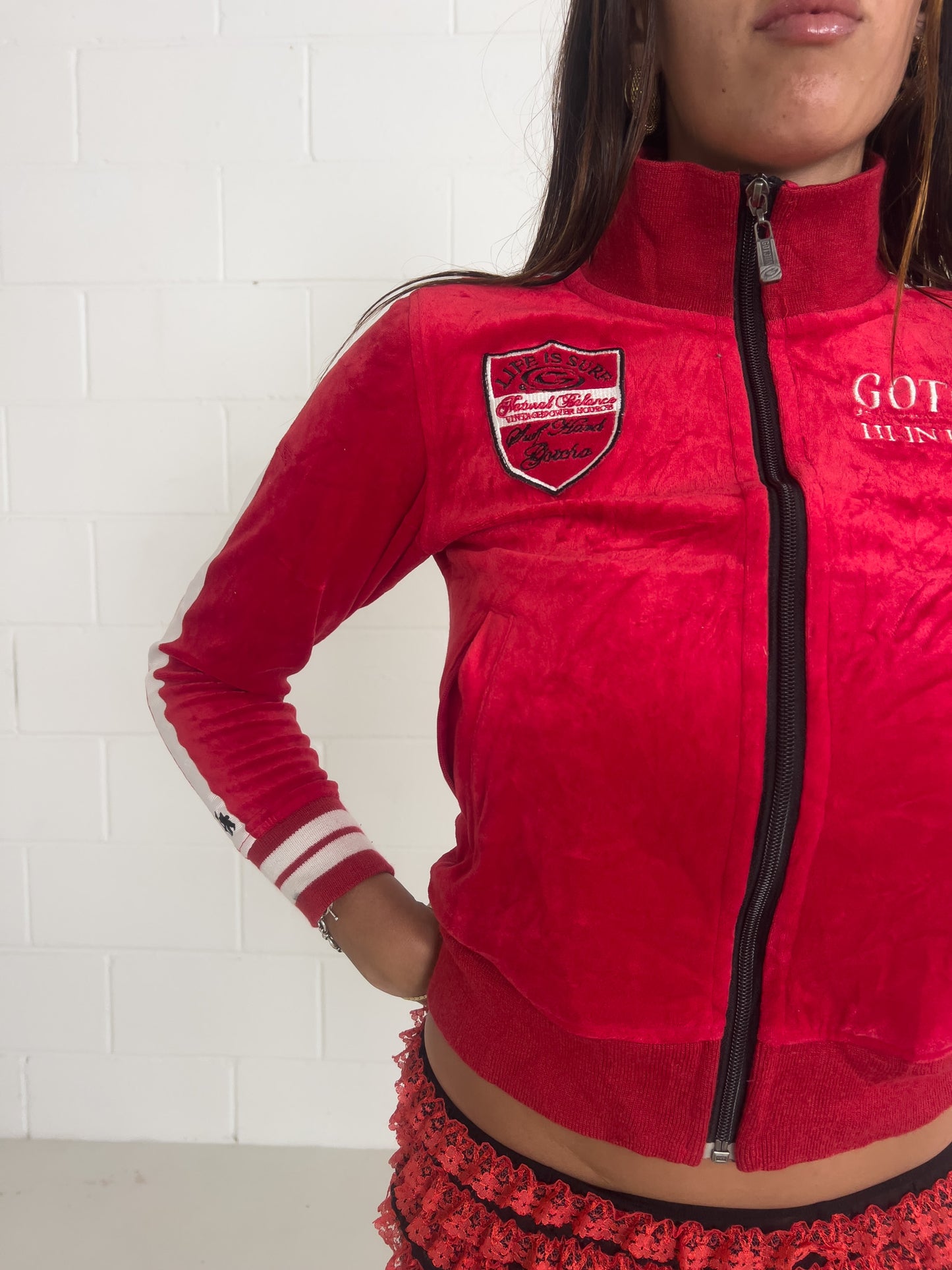 GOTCHA red velvet trackjacket ★ Size estimated XS