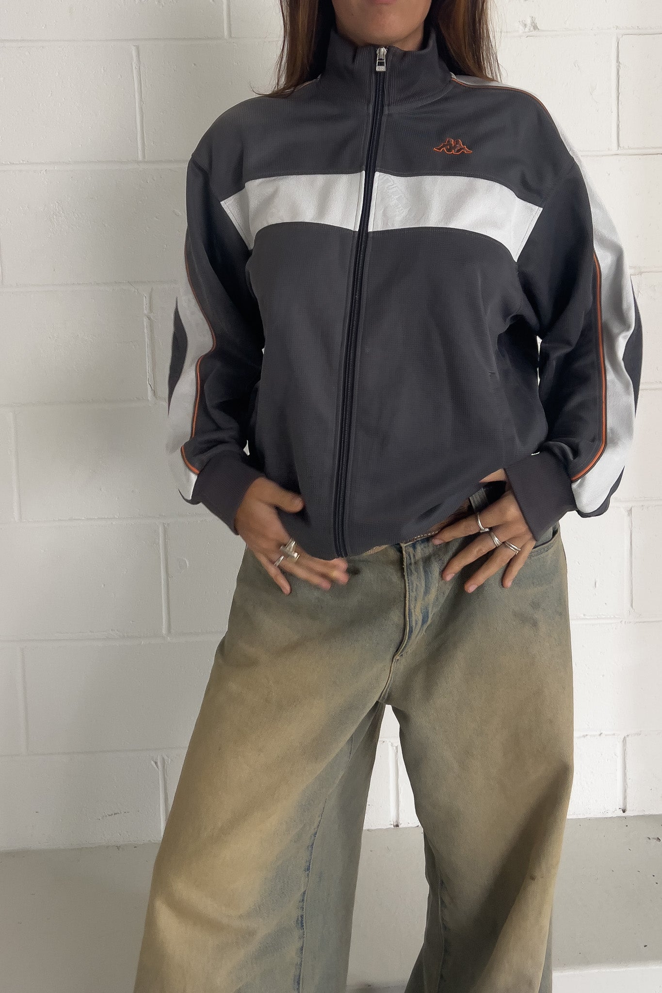 KAPPA grey + orange sports jacket ★ Size estimated large