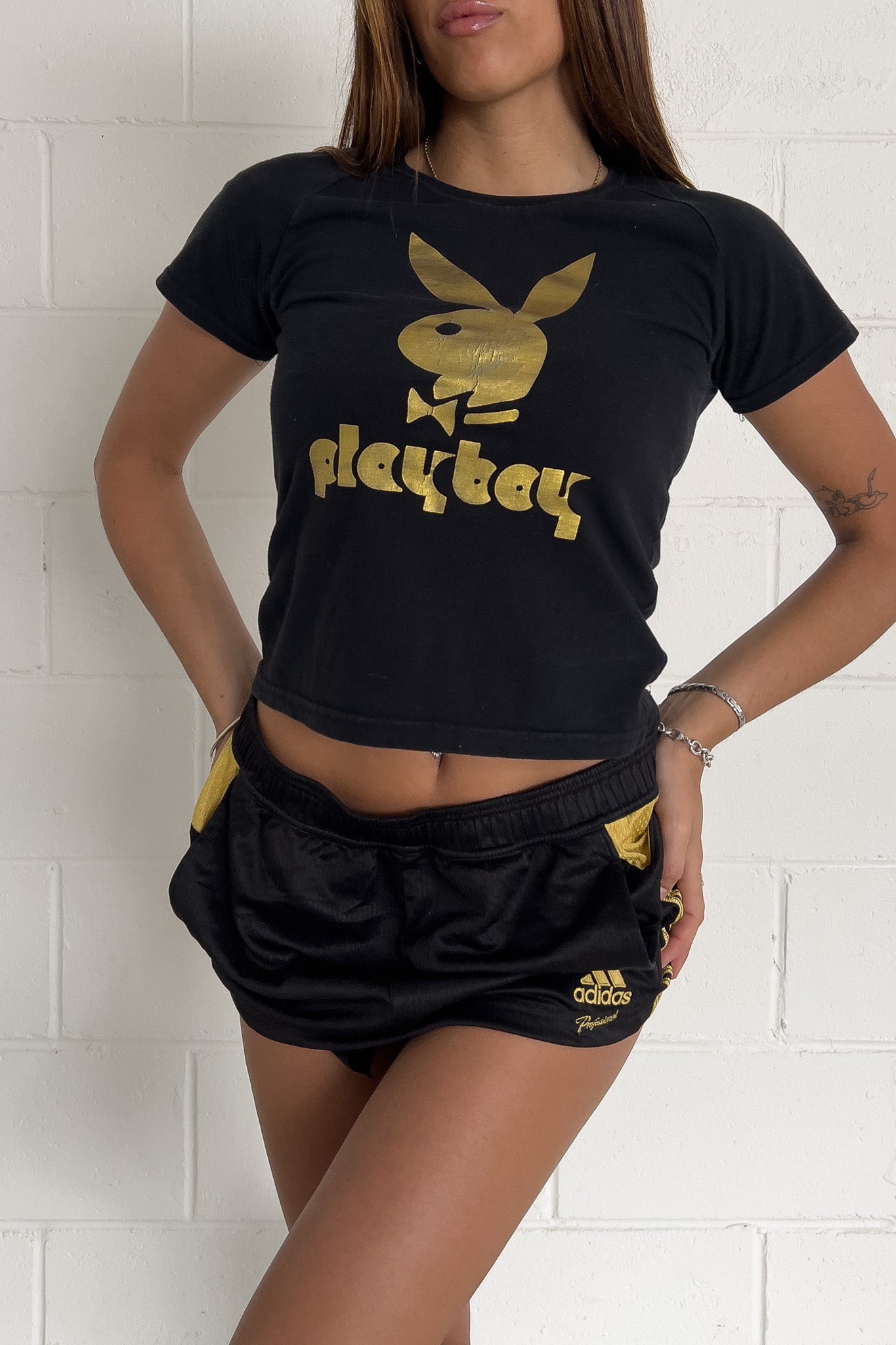 PLAYBOY black + gold top ★ Size estimated medium