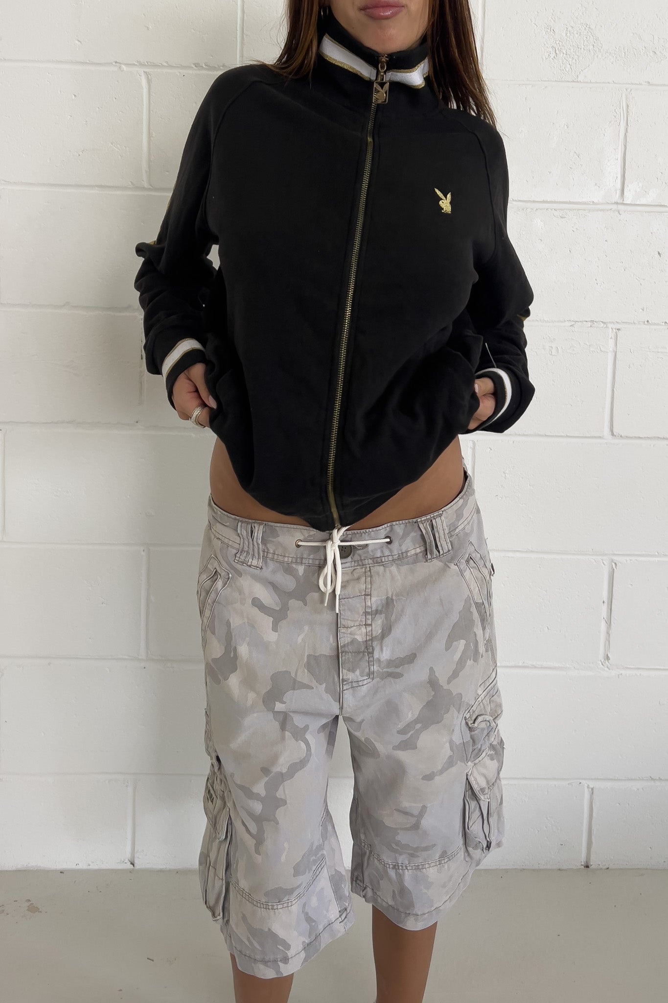 PLAYBOY black gold zip up jacket ★ Size large