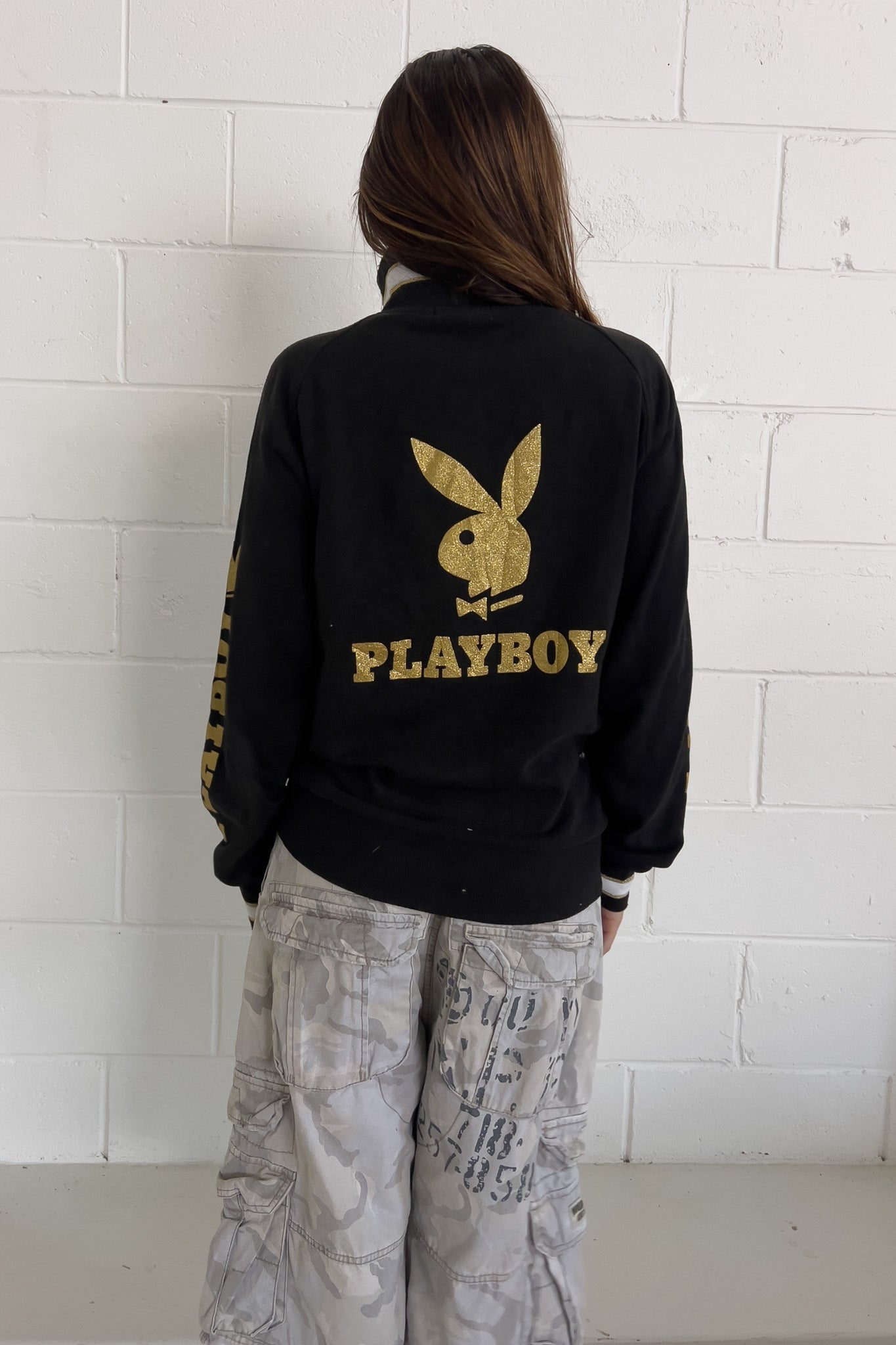 PLAYBOY black gold zip up jacket ★ Size large