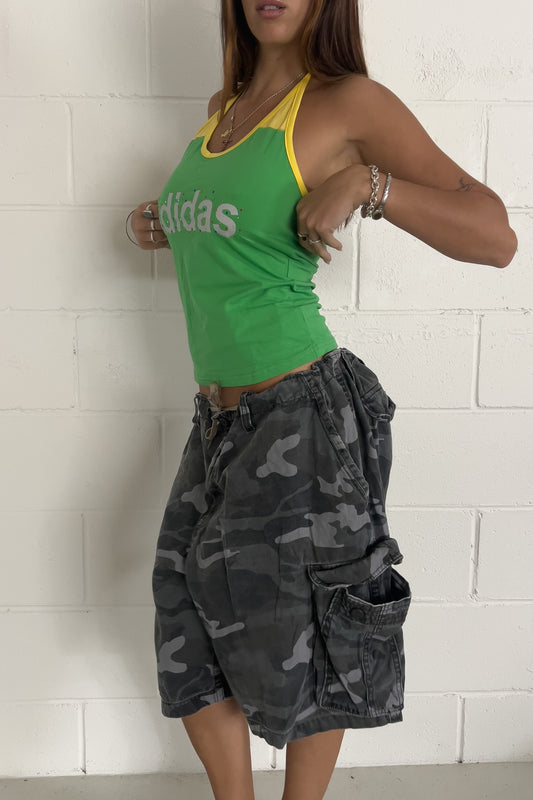 ADIDAS embellished yellow + green halter + ★ Size labelled XL BNWT
