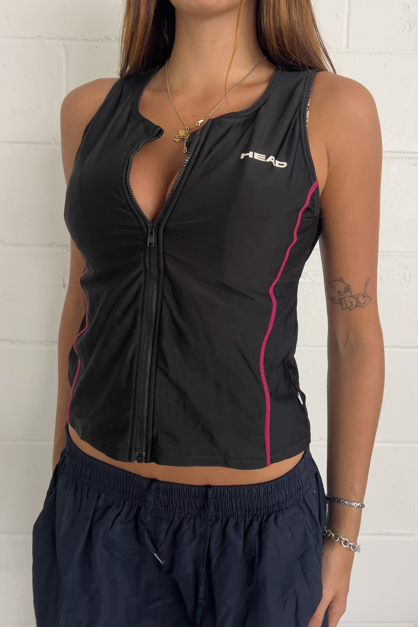 HEAD black + hot pink sport tank ★ Size estimated large