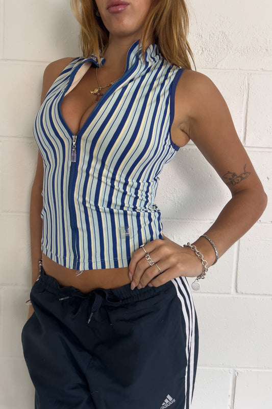 Blue + yellow pinstripe sport tank ★ Size estimated medium