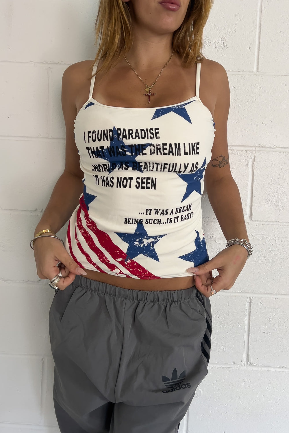 White star graphic summer tank ★ Size estimated small