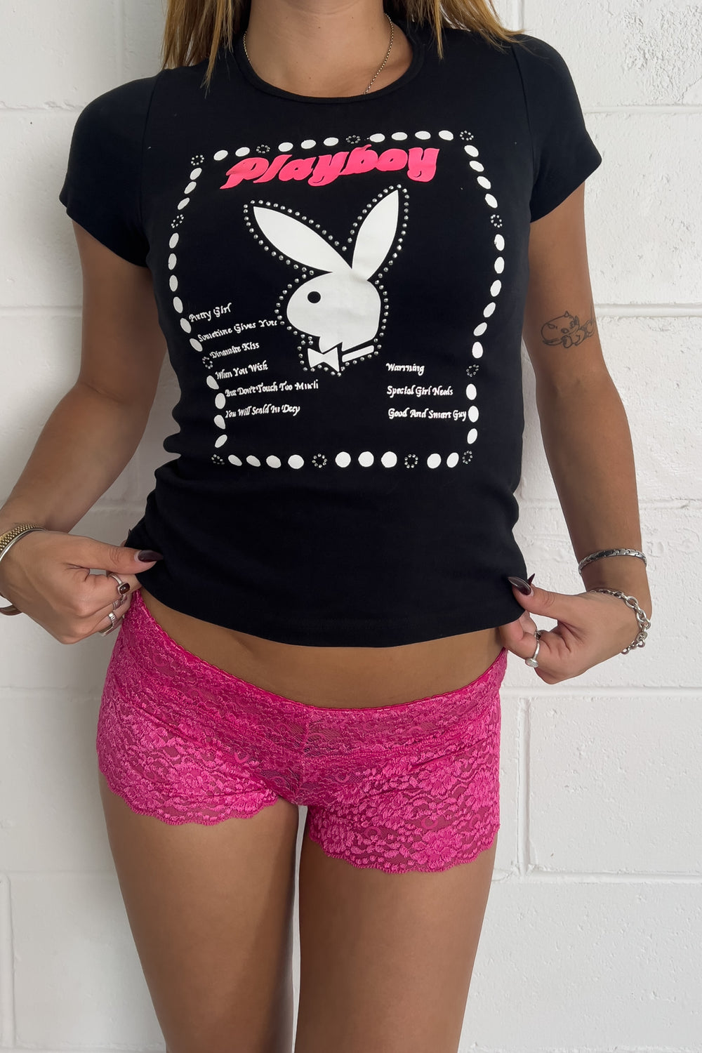 PLAYBOY black graphic frame tee ★ Size estimated medium