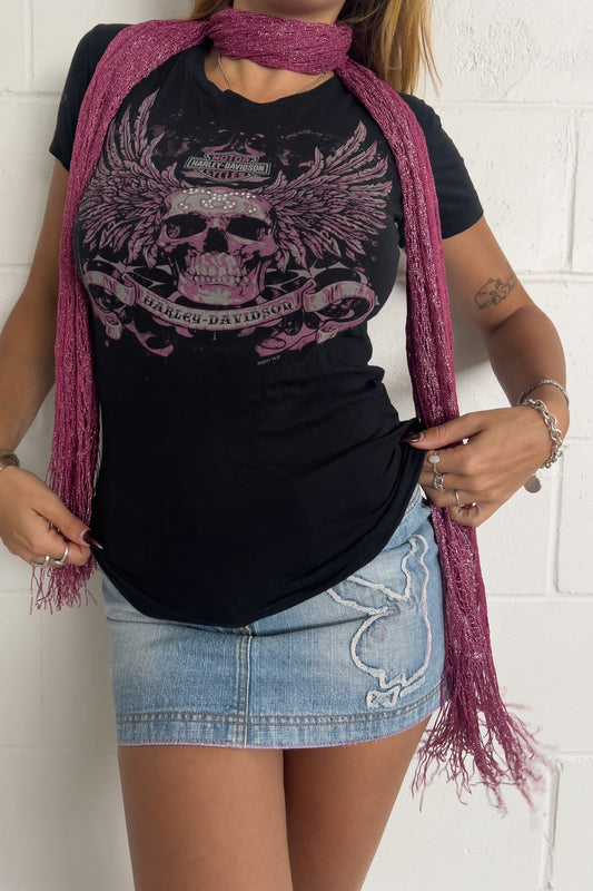 HARLEY DAVIDSON black + purple skull tee ★ Size large