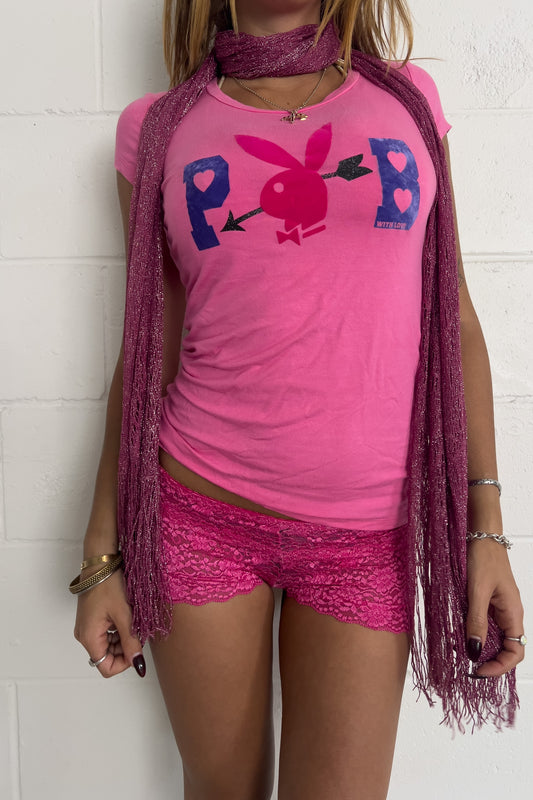 PLAYBOY hot pink velvet top ★ Size small