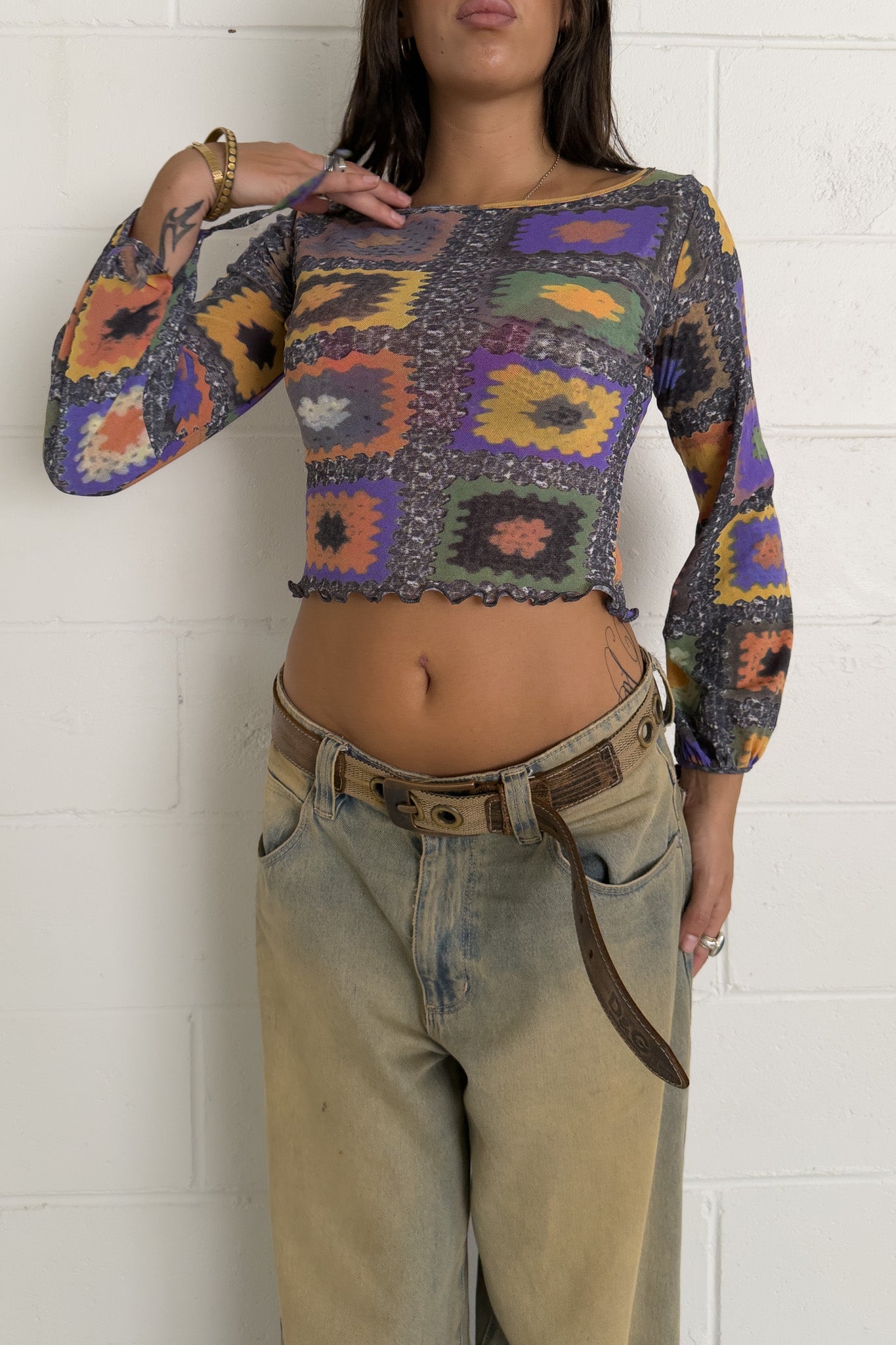 Mesh vintage knitted longsleeve ★ Size estimated small