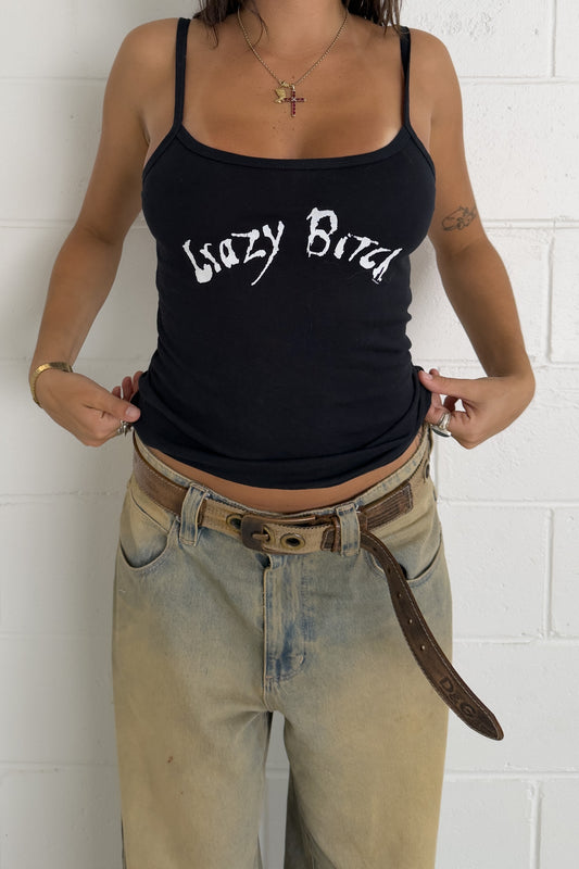 'CRAZY BITCH' black graphic tank ★ Size medium