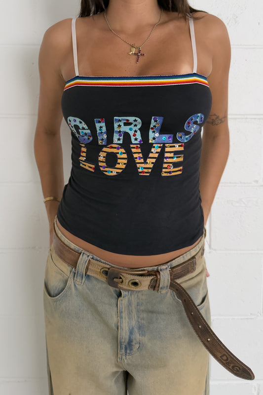 'GIRLS LOVE' multicoloured tank ★ Size estimated medium