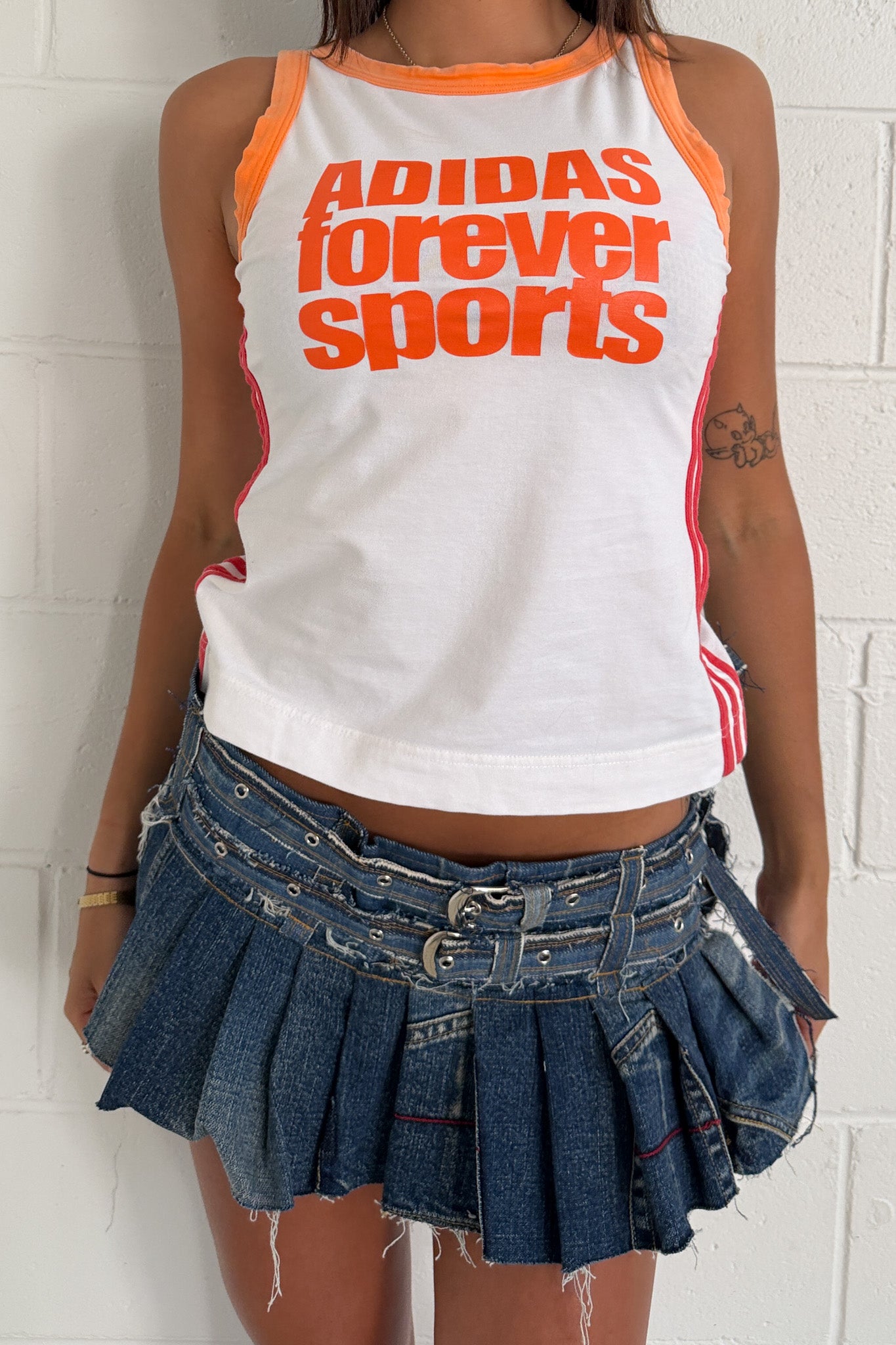ADIDAS white & orange tank ★ Size Small