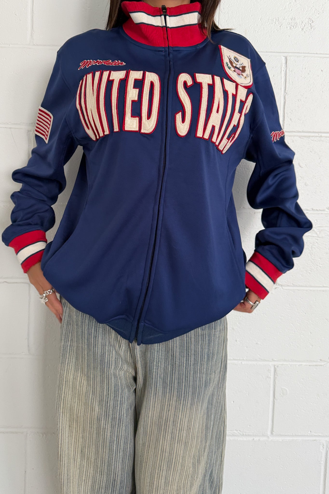 UNITED STATES navy zip up jacket ★ Size large