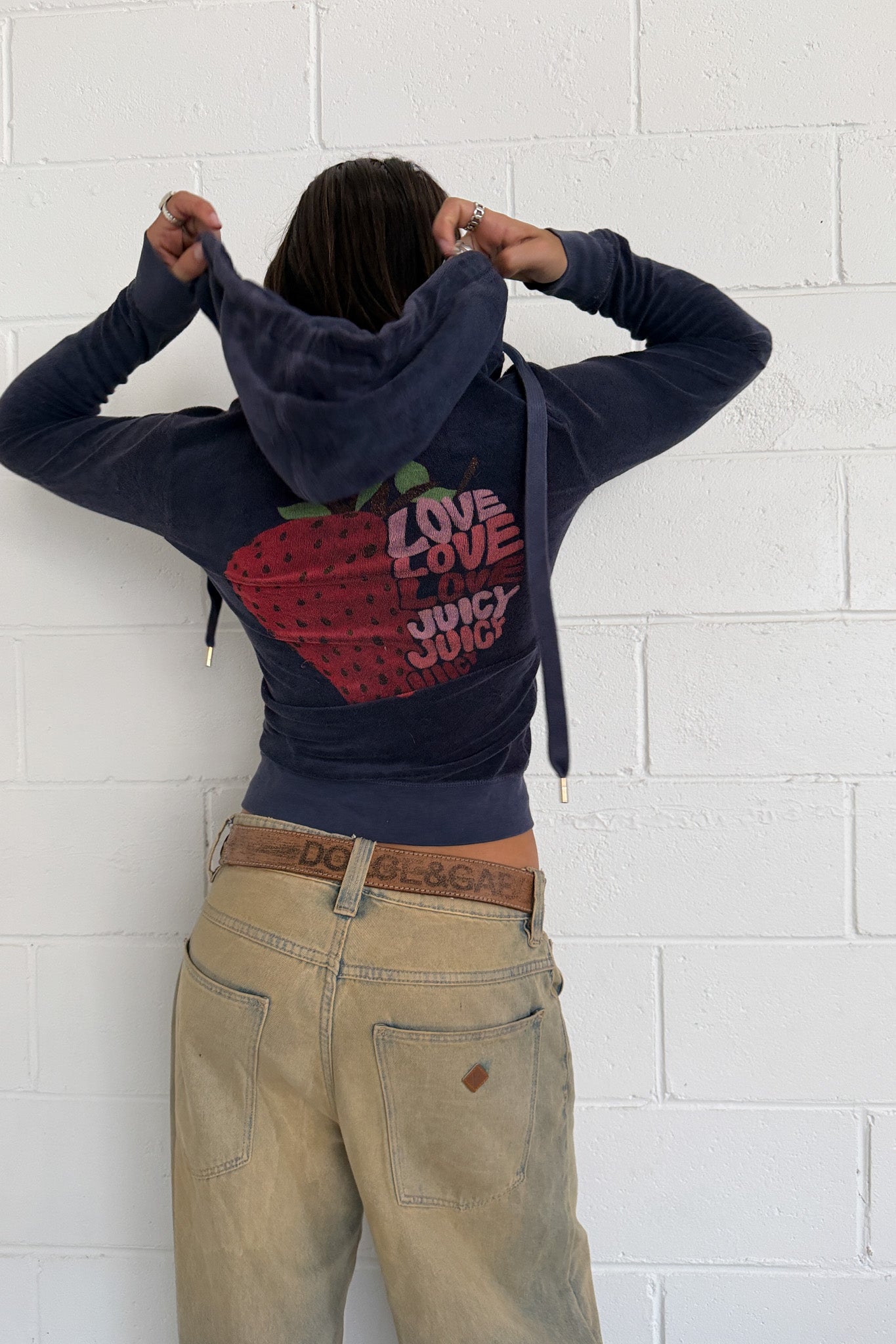 JUICY COUTURE blue velour jacket ★ Size Small