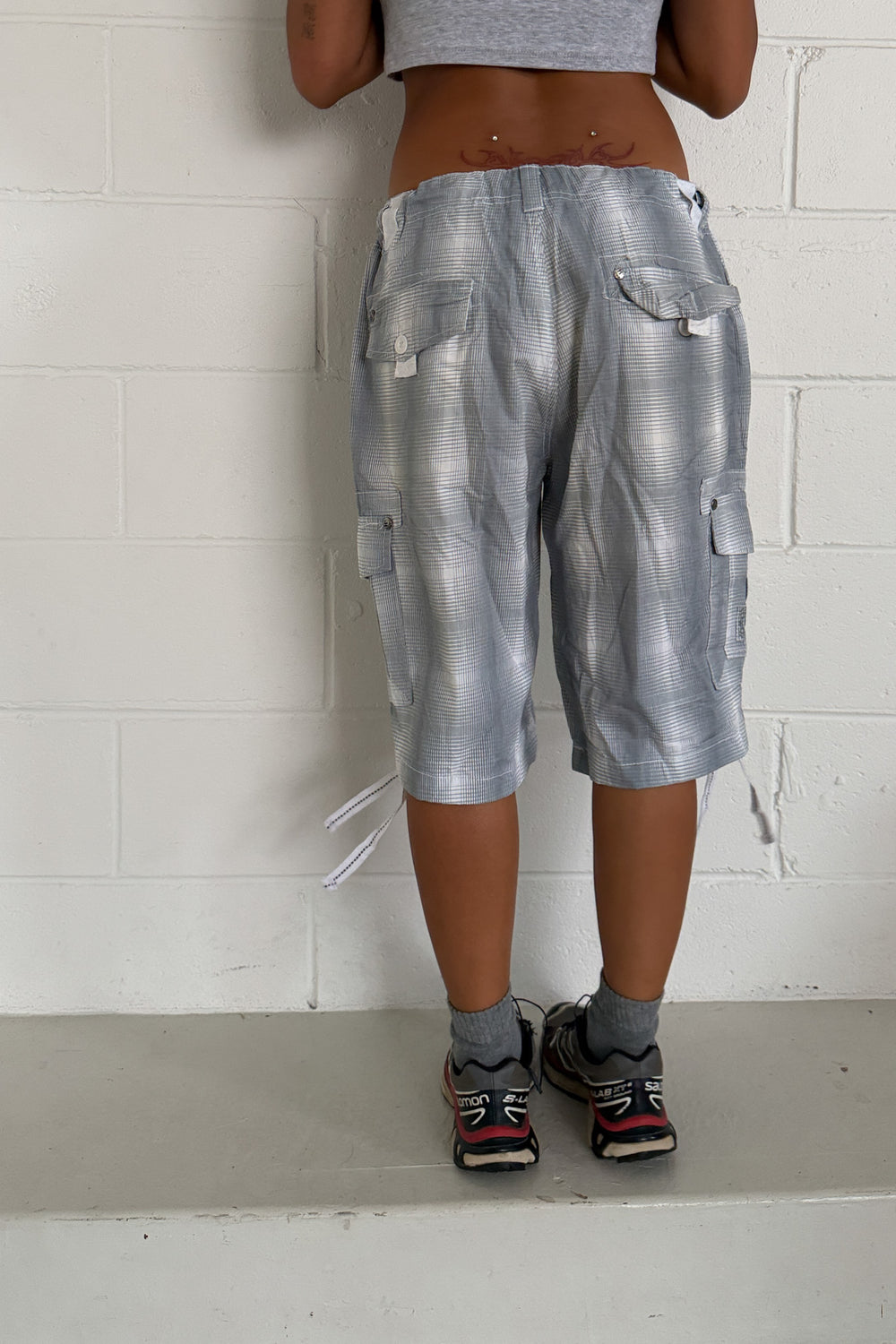 H&S grey plaid shorts ★ One size adjustable waist