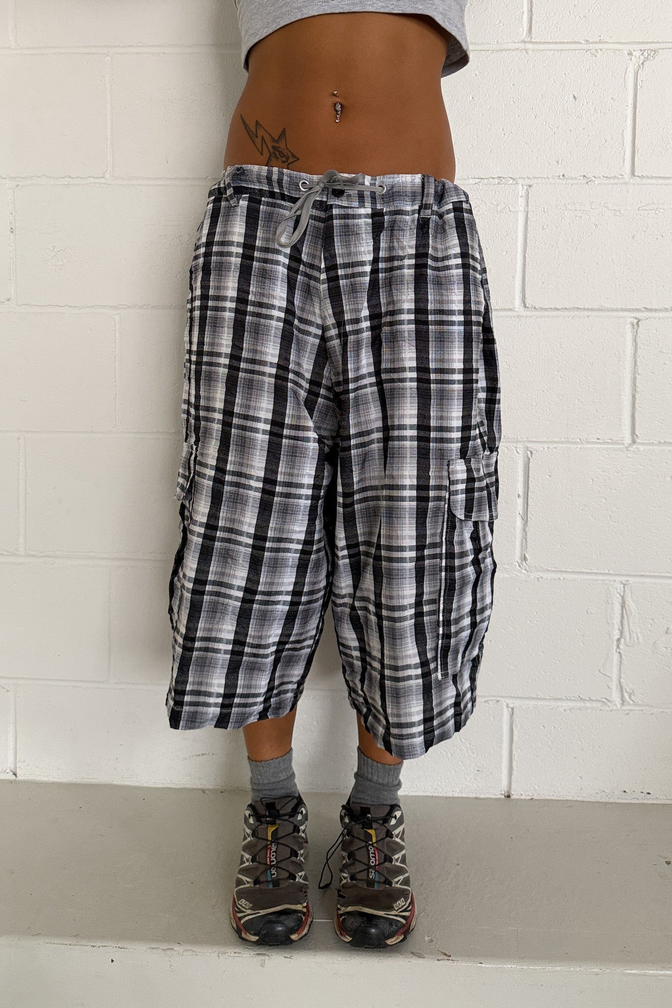 BEYOND THE LIMIT plaid shorts ★ One size adjustable waist
