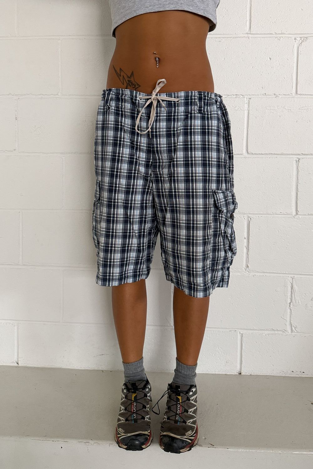 DOCKERS blue plaid shorts ★ One size adjustable waist