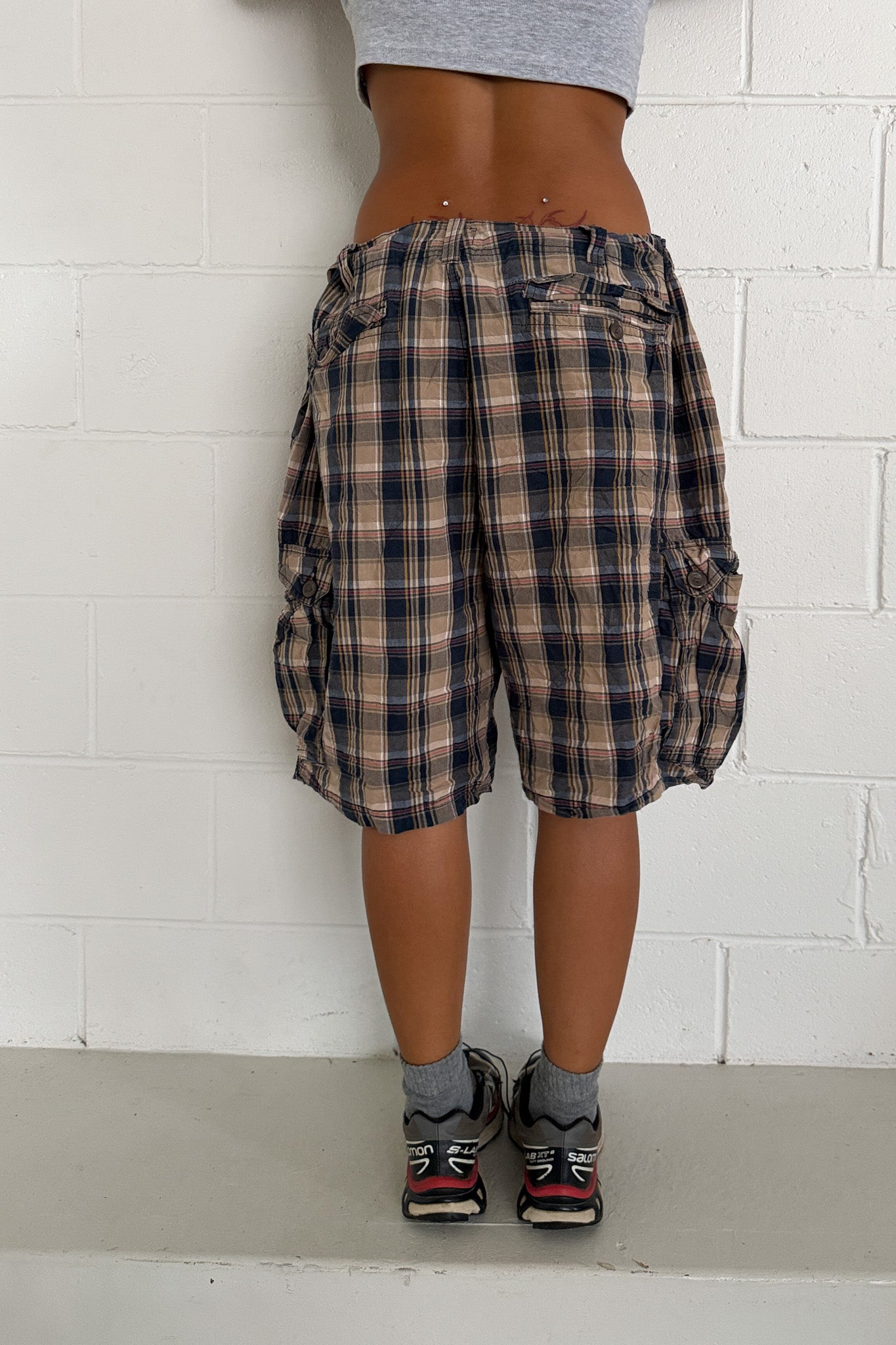 ST JOHNS BAY plaid shorts ★ One size adjustable waist