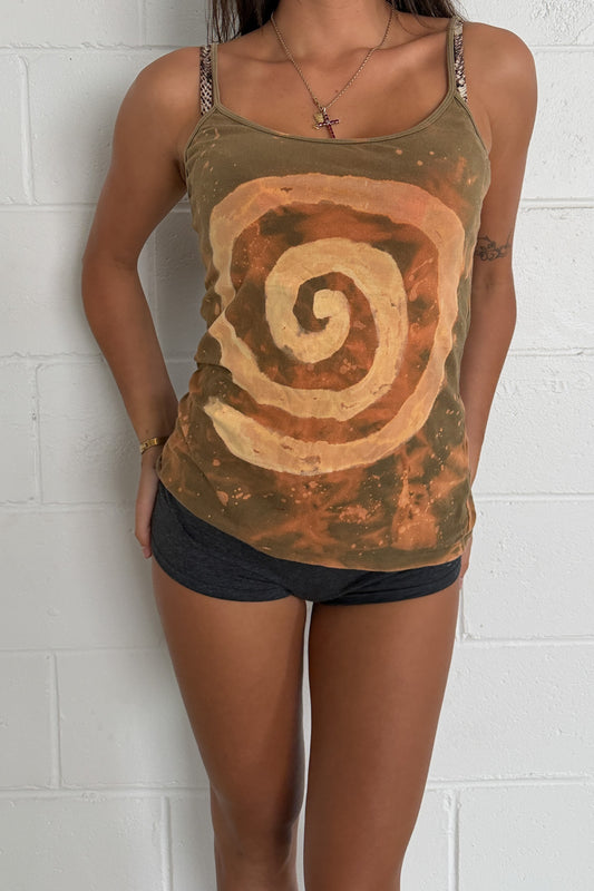 Khaki bleached spiral tank ★ Size medium