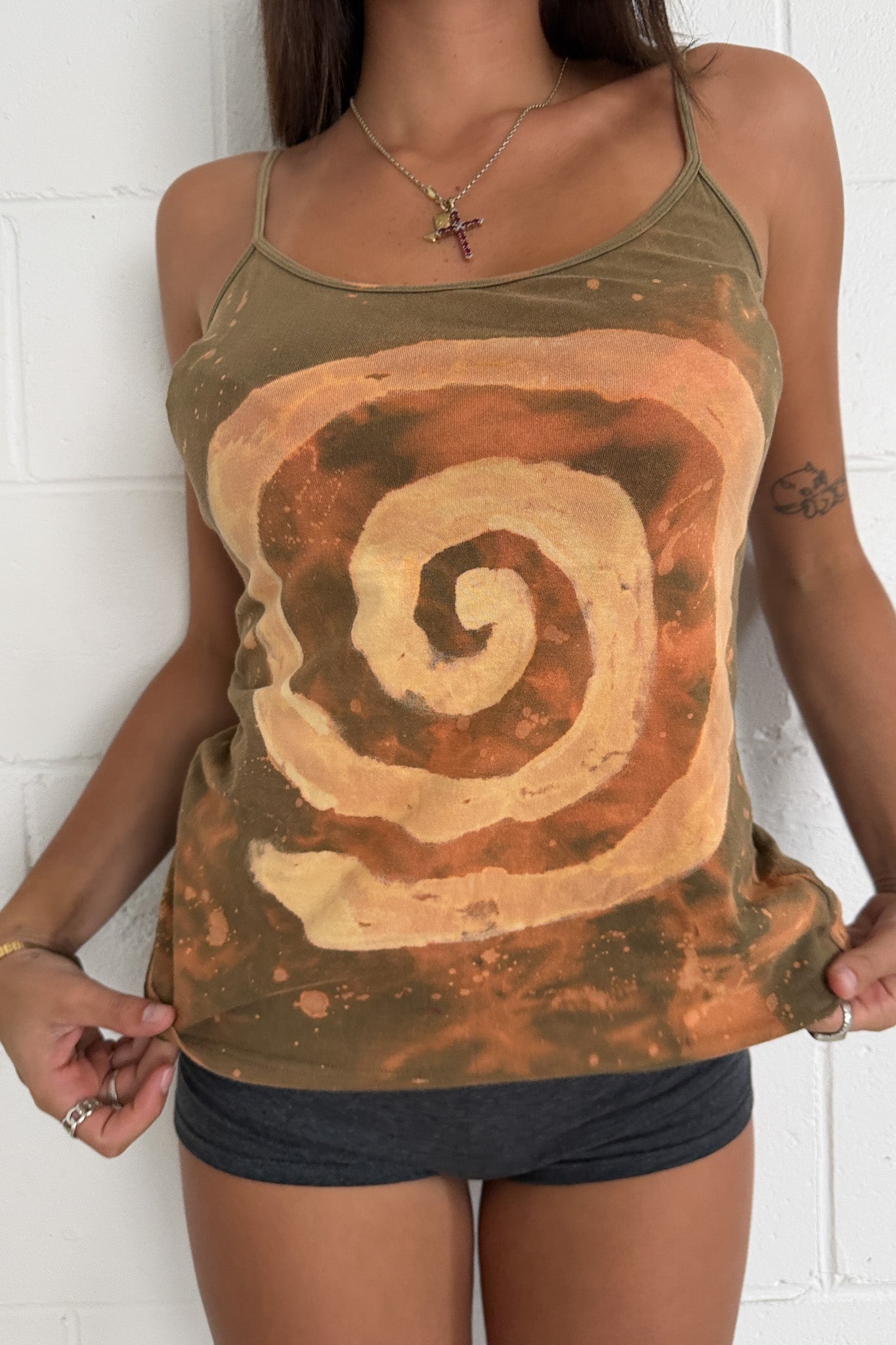 Khaki bleached spiral tank ★ Size medium